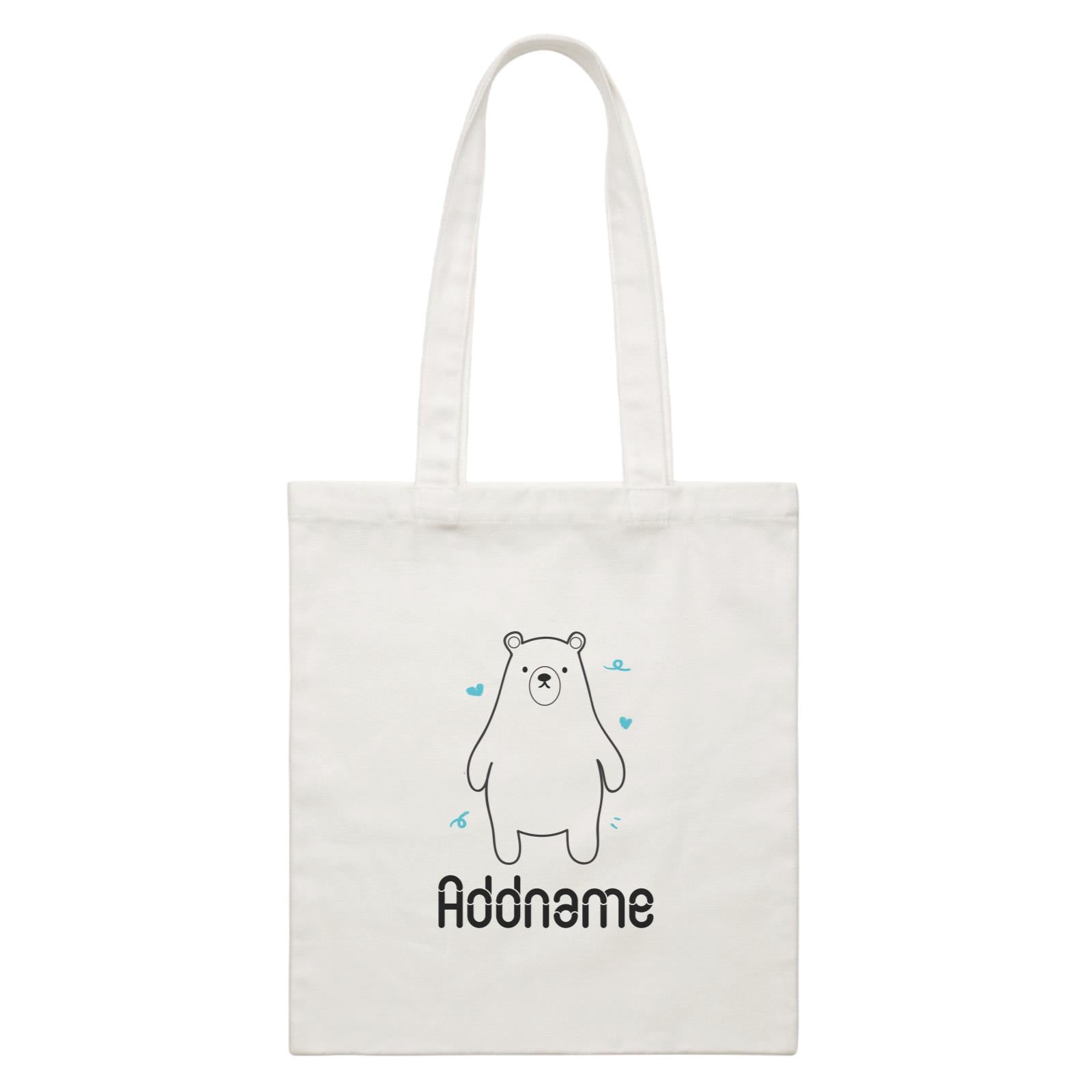 Coloring Outline Cute Hand Drawn Animals Cute Bear Addname White White Canvas Bag