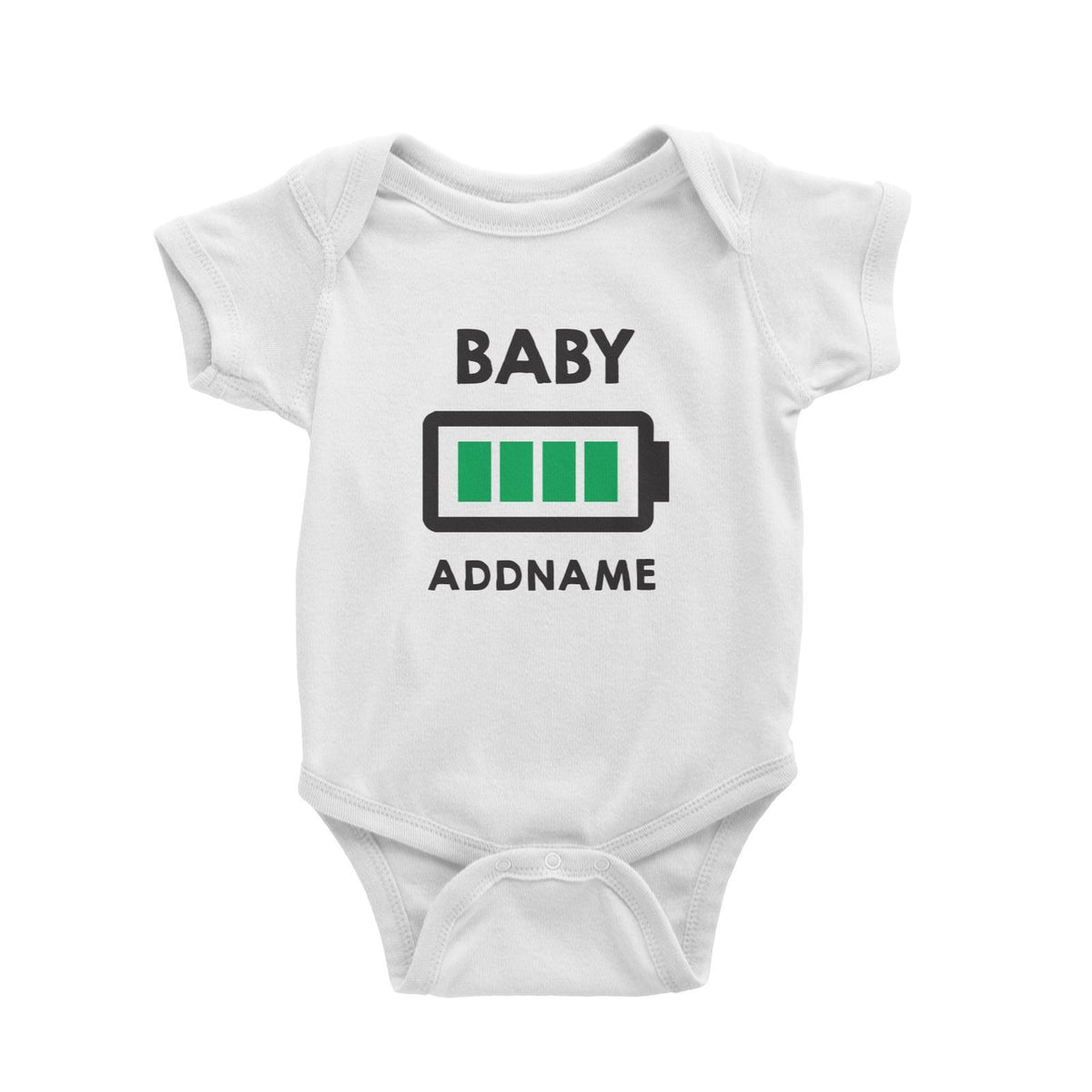 Battery Fully Charged Baby Addname Baby Romper  Matching Family Personalizable Designs