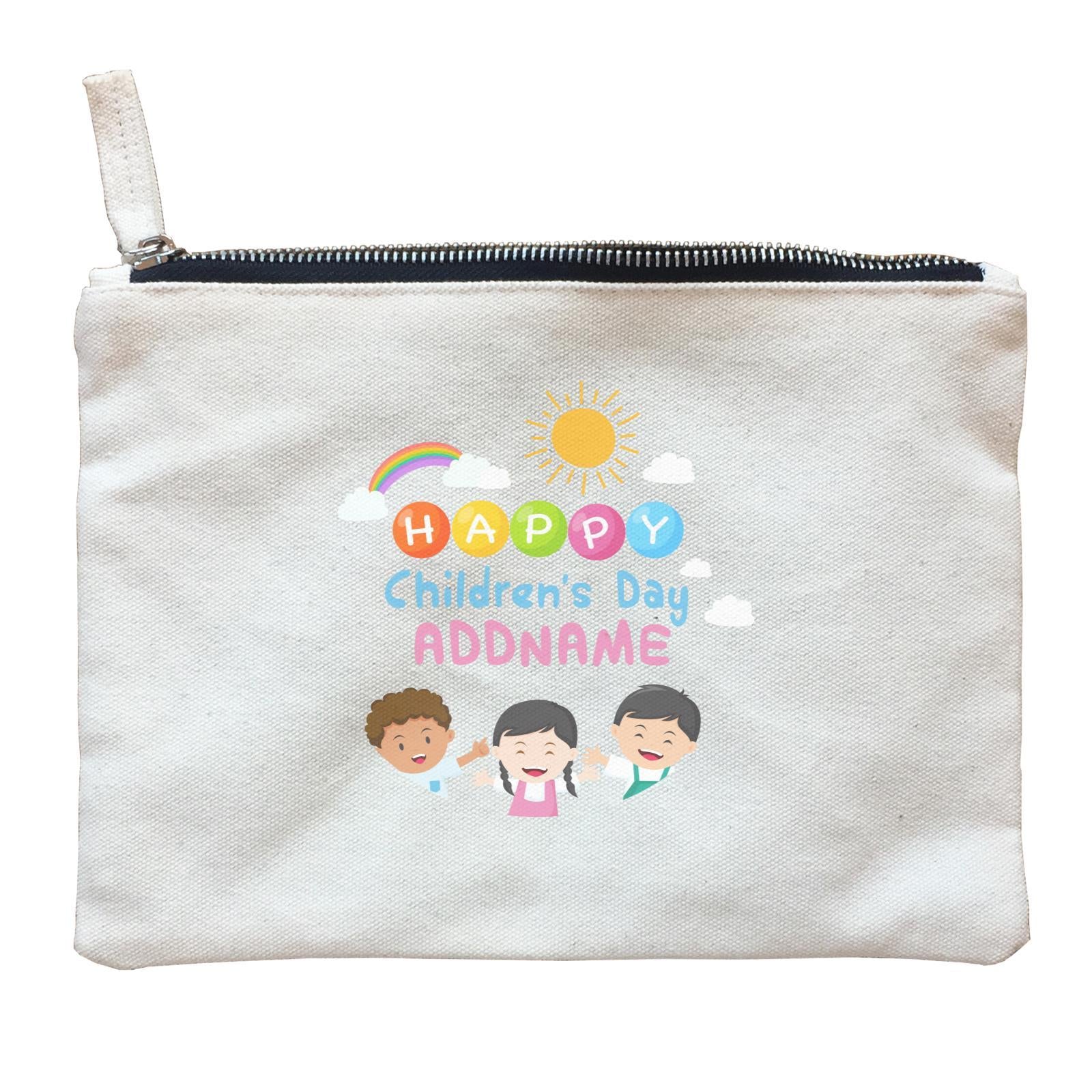 Children's Day Gift Series Happy Children's Day Three Children Addname  Zipper Pouch