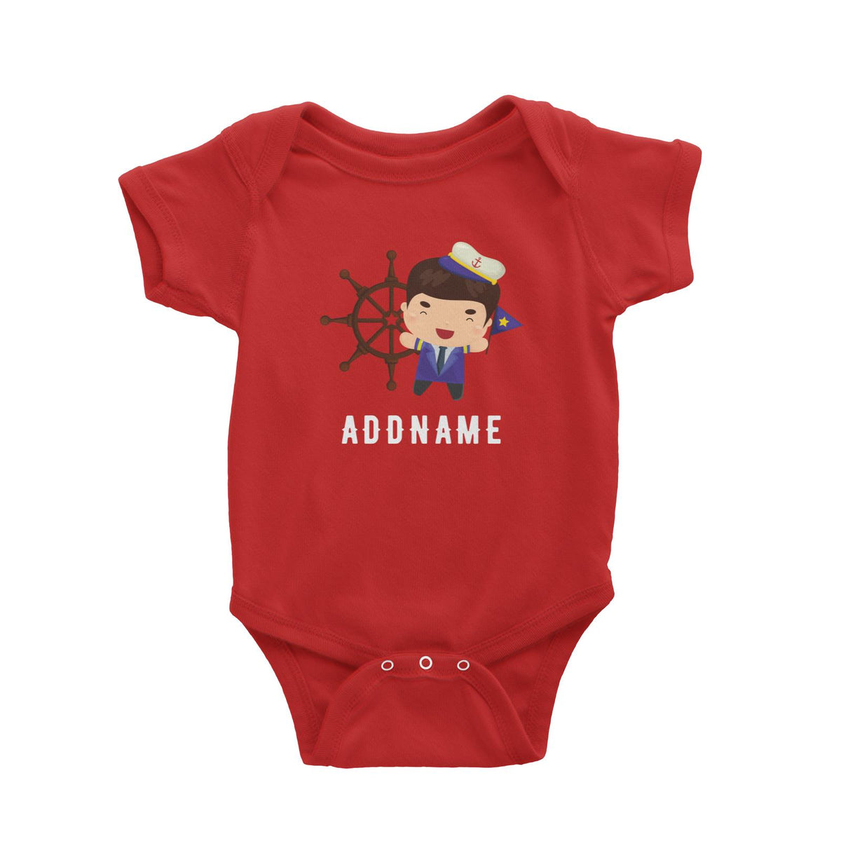 Birthday Sailor Boy Ship With Wheel Addname Baby Romper
