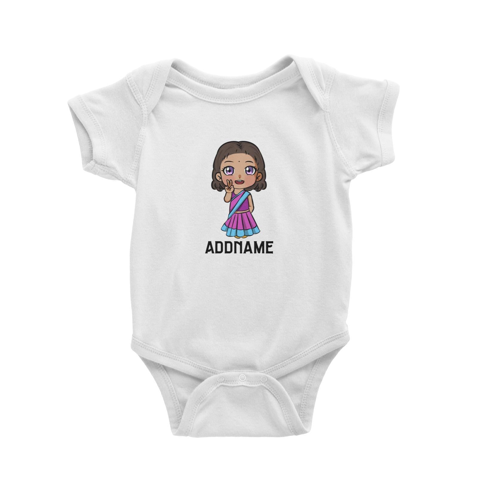 Deepavali Series Chibi Little Girl Front Addname Baby Romper