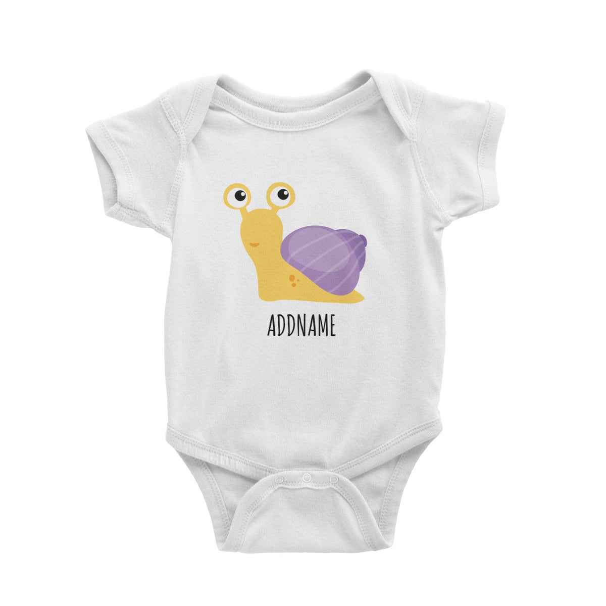 Big Eye Snail White White Baby Romper