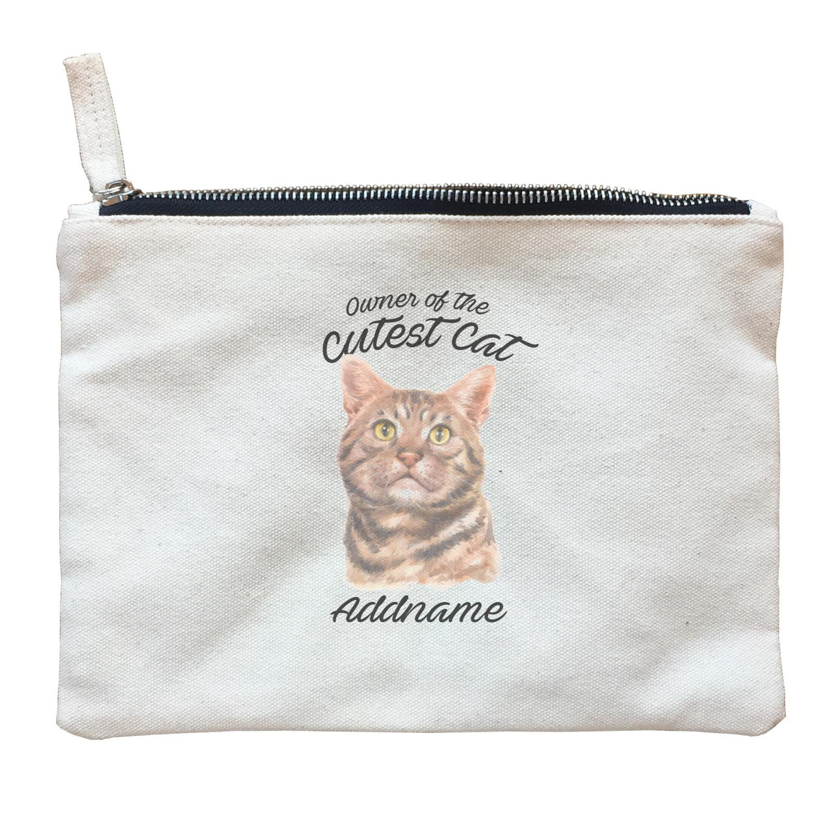 Watercolor Owner Of The Cutest Cat American Shorthair Addname Zipper Pouch