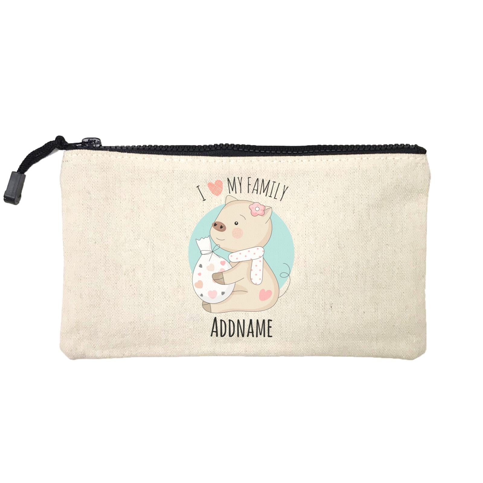 Sweet Animals Sketches Pig I Love My Family Addname Mini Accessories Stationery Pouch