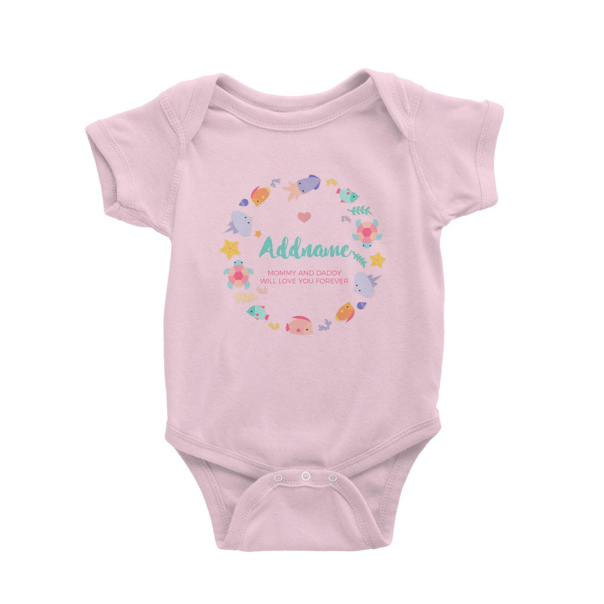 Cute Sea Creatures with Elements Personalizable with Name and Text Baby Romper
