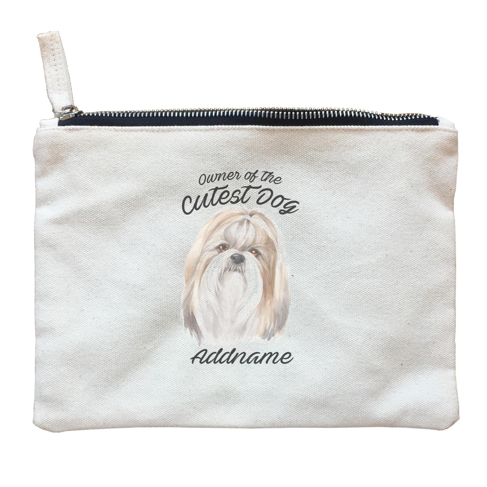Watercolor Dog Owner Of The Cutest Dog Shih Tzu Addname Zipper Pouch