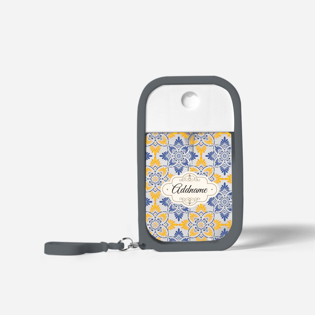Moroccan Series Refillable Hand Sanitizer with Personalisation - Arabesque Butter Blue Grey