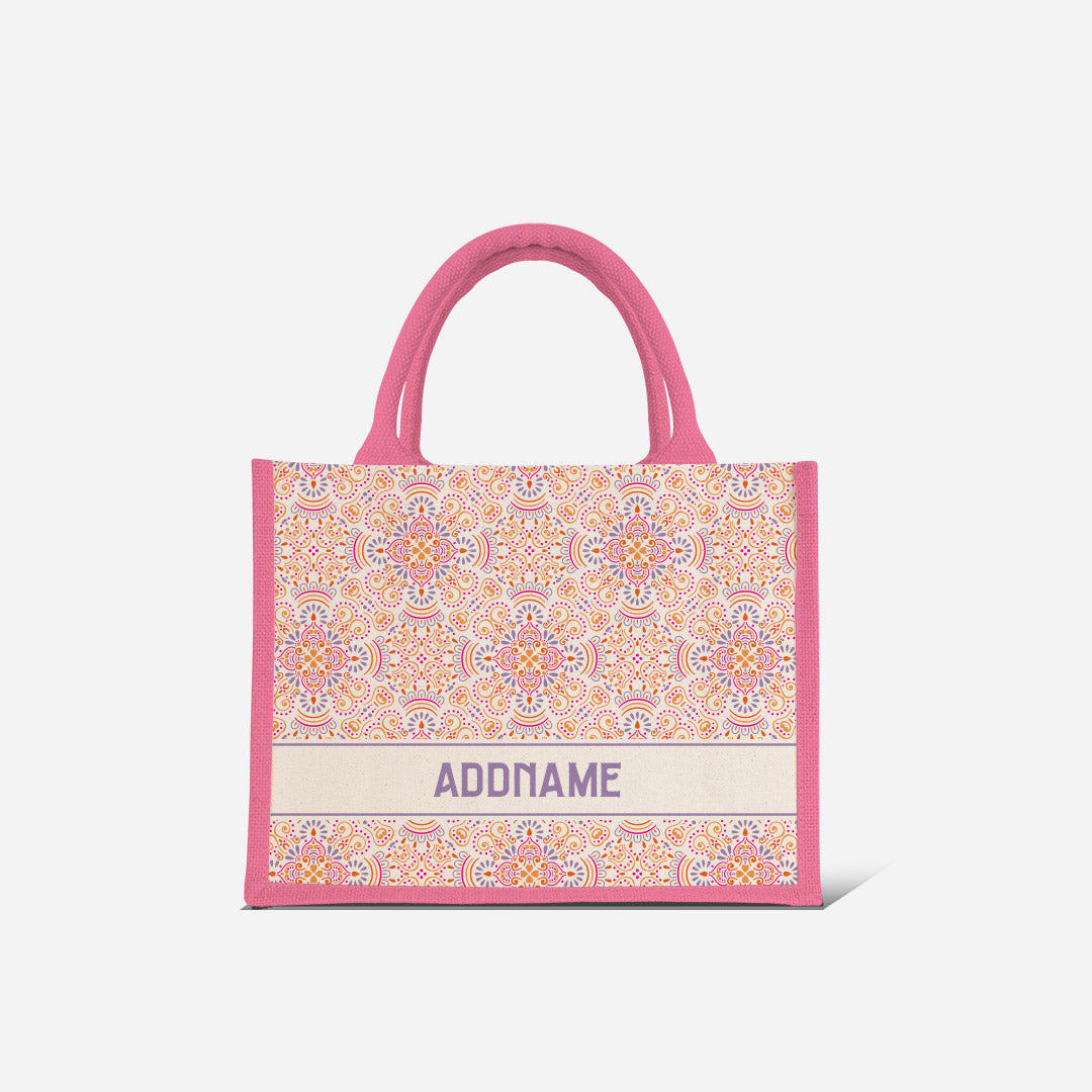 Pookal Series Half Lining Small Jute Bag - Triumph Light Pink