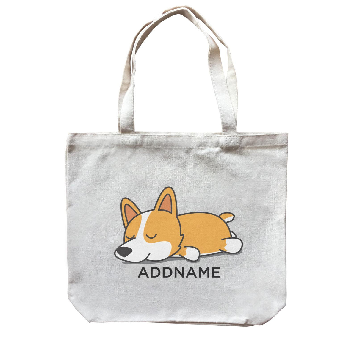 Lazy Corgi Dog Addname Canvas Bag