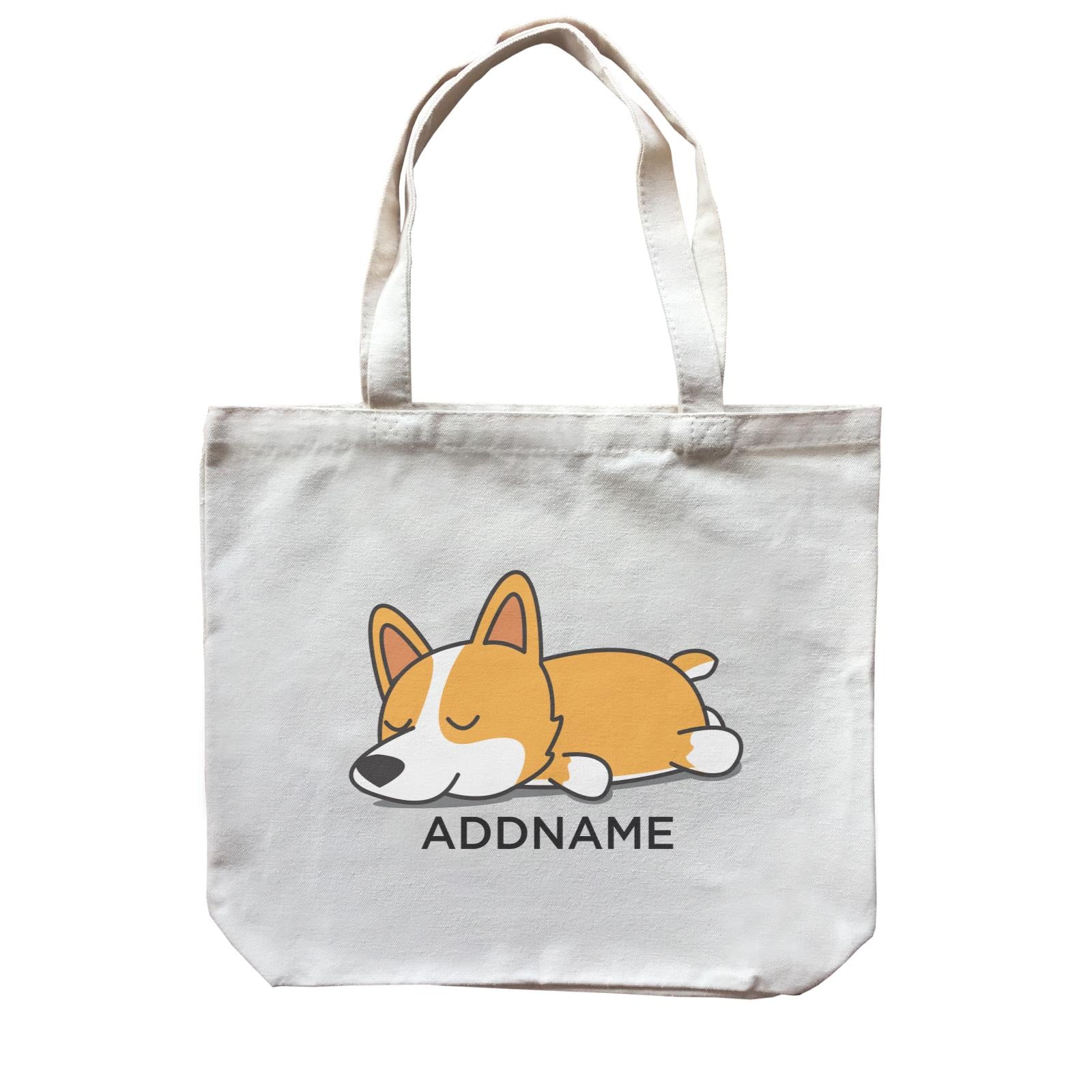 Lazy Corgi Dog Addname Canvas Bag