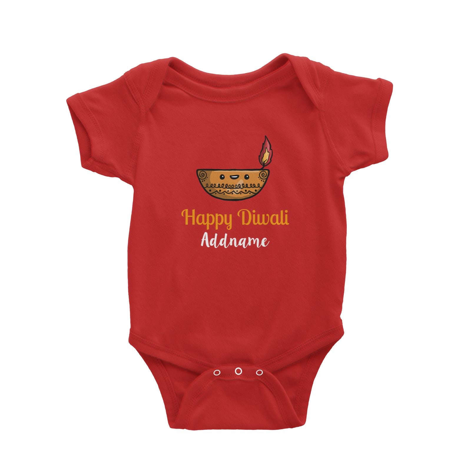 Cute Round Diyas Happy Diwali Addname Baby Romper