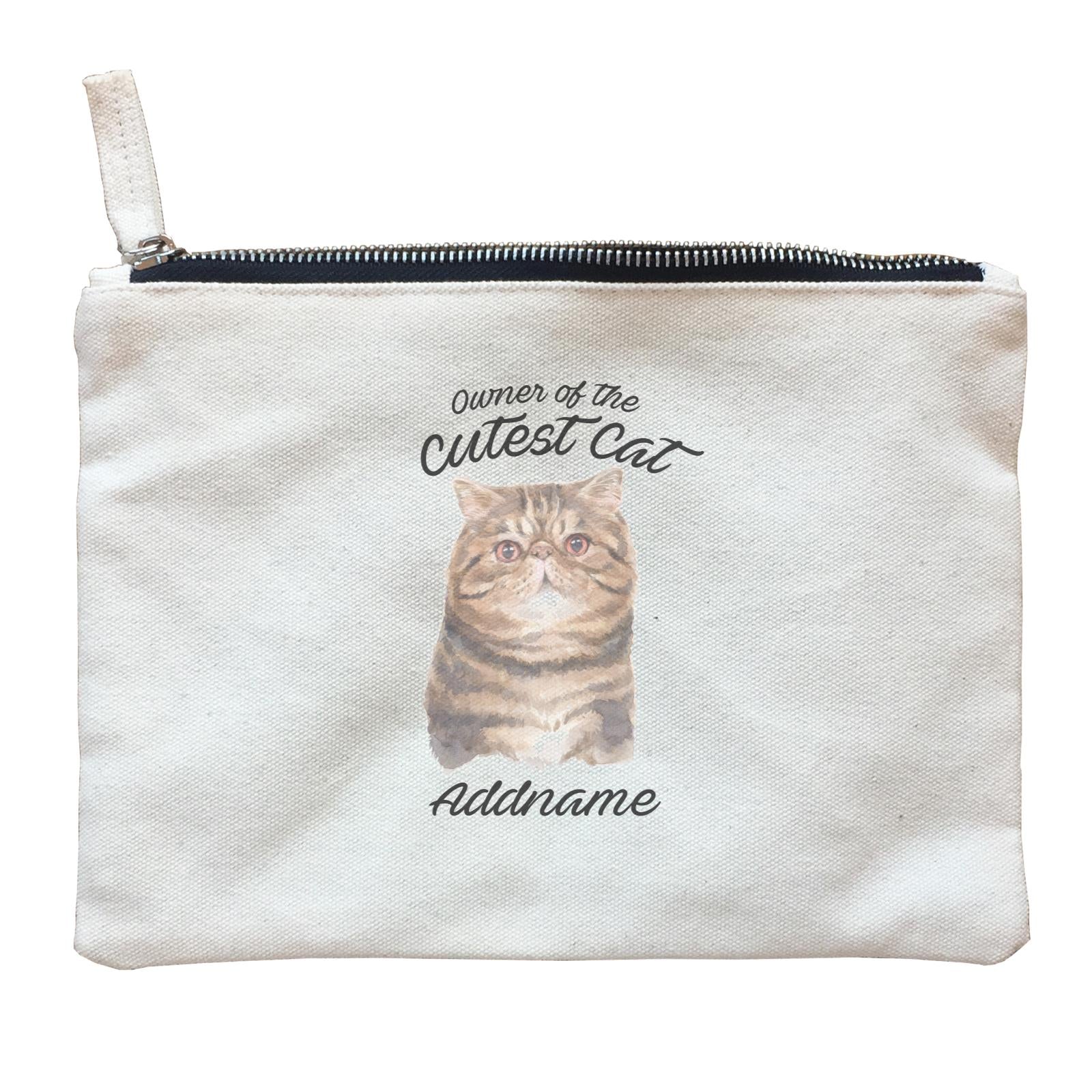 Watercolor Owner Of The Cutest Cat Exotic Shorthair Brown Addname Zipper Pouch