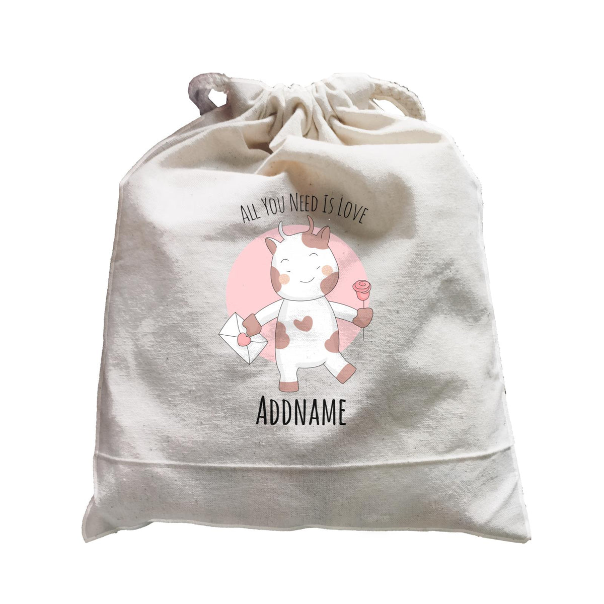 Sweet Animals Sketches Cow All You Need Is Love Addname Satchel