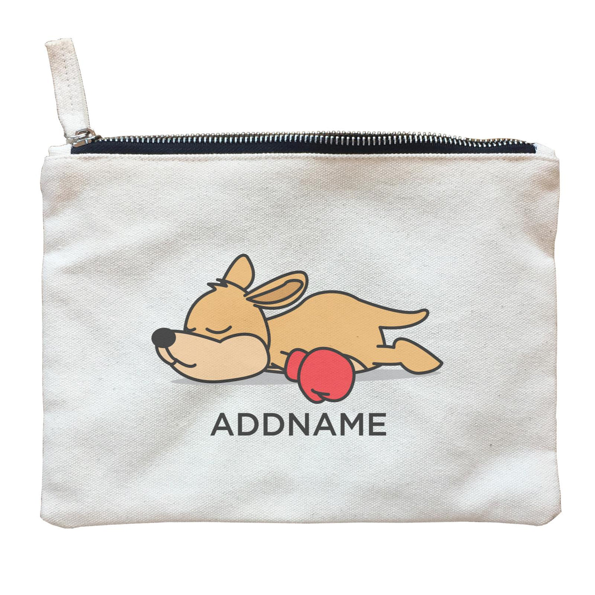 Lazy Kangaroo with Boxing Glove Addname Zipper Pouch
