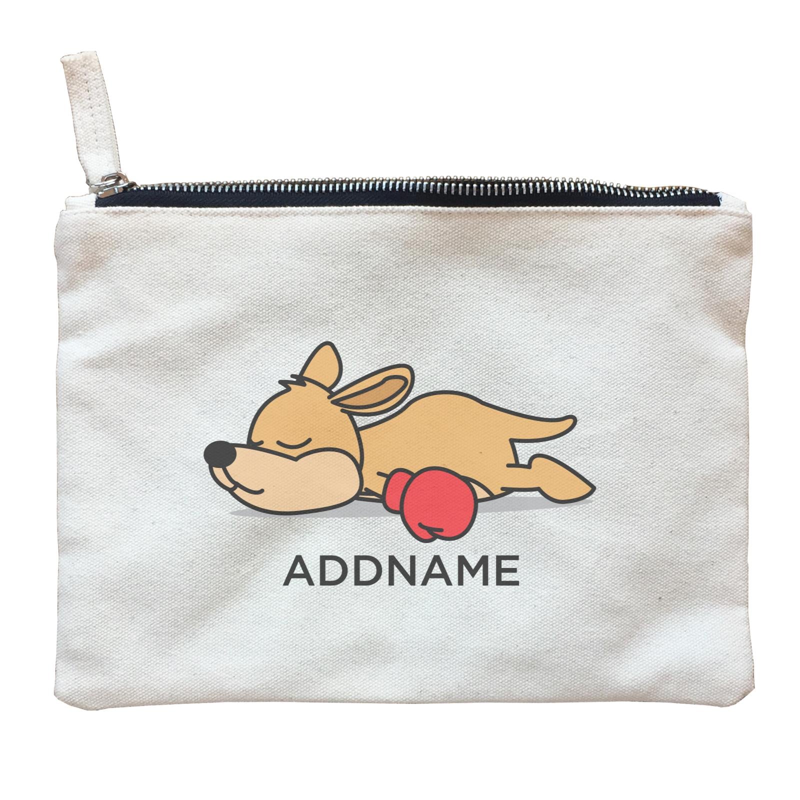 Lazy Kangaroo with Boxing Glove Addname Zipper Pouch