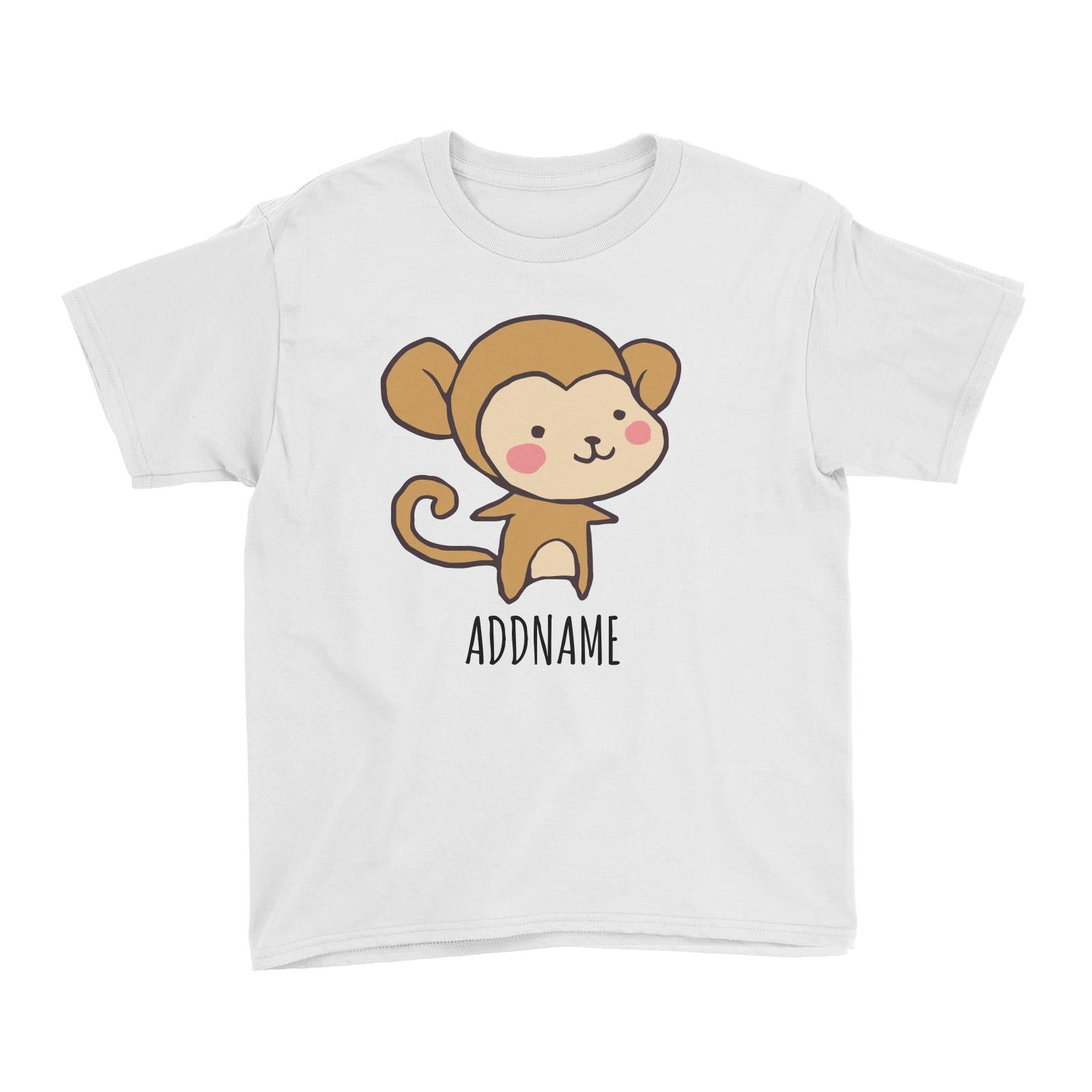 Cartoon Kawaii Monkey Doodle White White Kid's T-Shirt  Matching Family Personalizable Designs