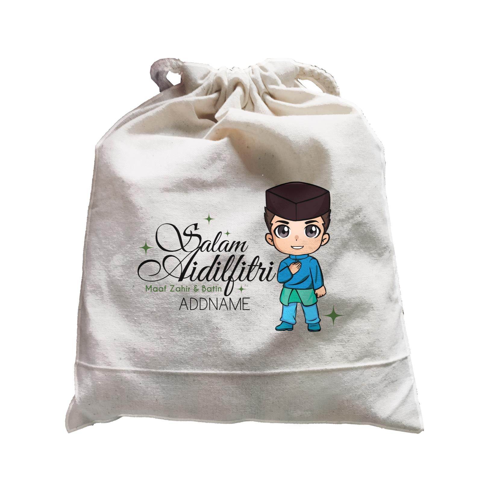 Raya Chibi Wishes Man Addname Wishes Everyone Salam Aidilfitri Maaf Zahir & Batin Accessories Satchel
