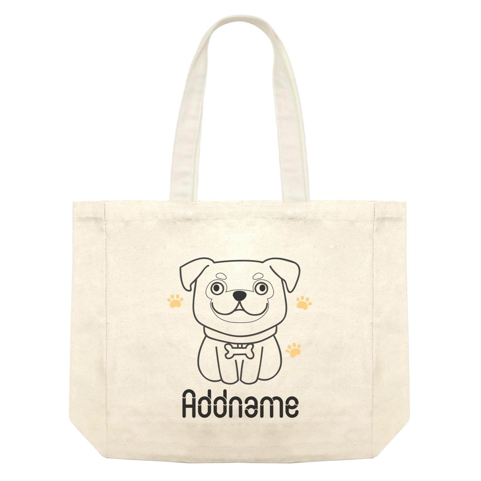 Coloring Outline Cute Hand Drawn Animals Dogs Pug Addname Shopping Bag