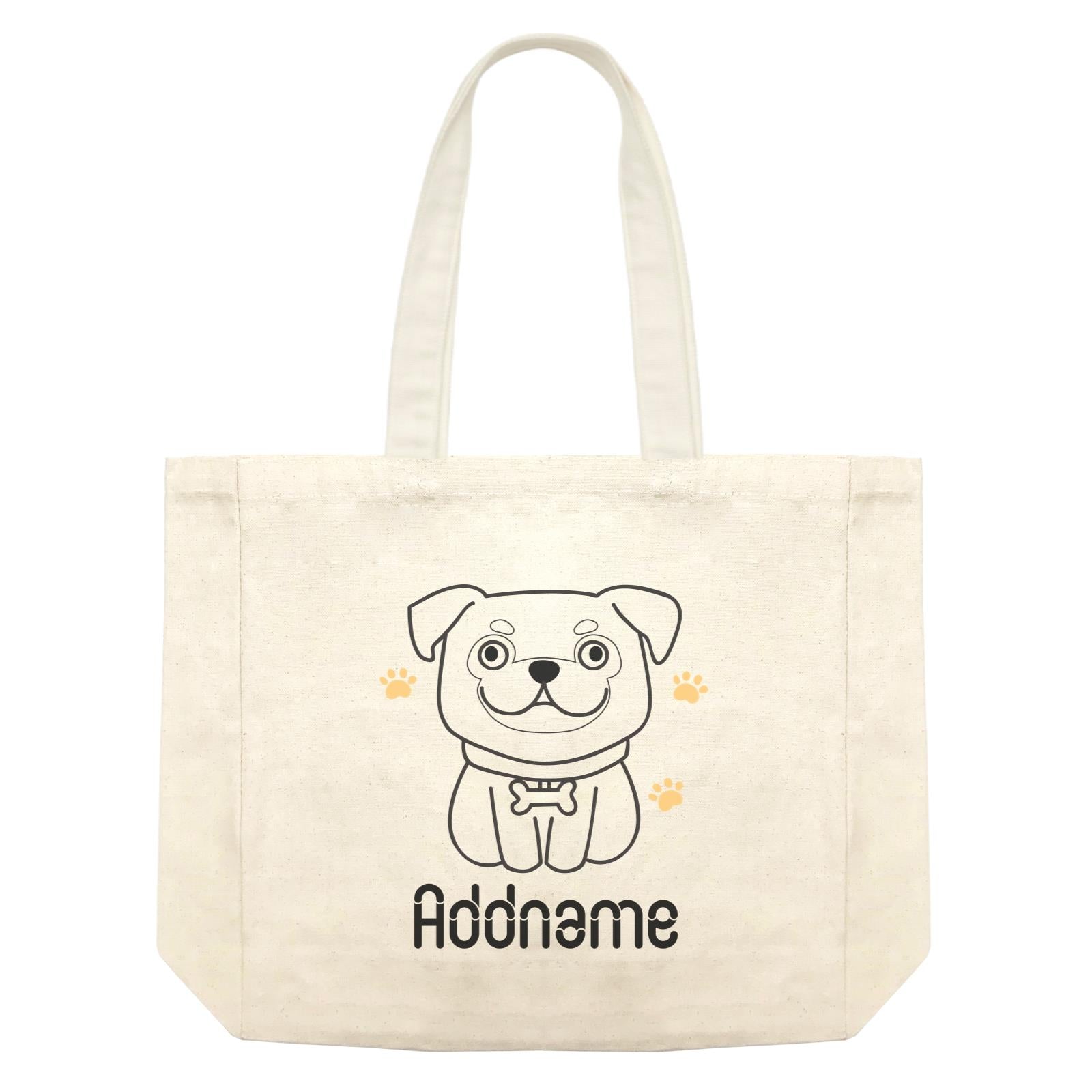 Coloring Outline Cute Hand Drawn Animals Dogs Pug Addname Shopping Bag