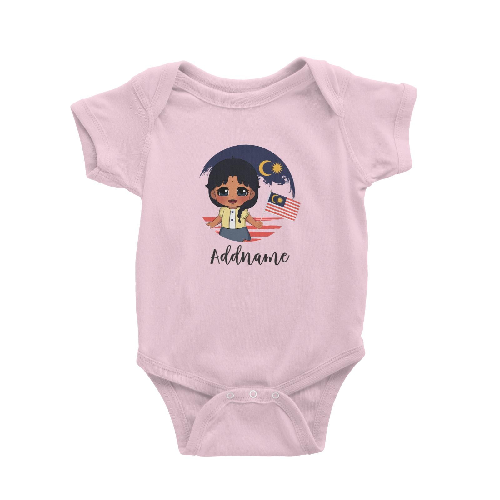 Merdeka Series Round Flag Indian Girl Addname Baby Romper