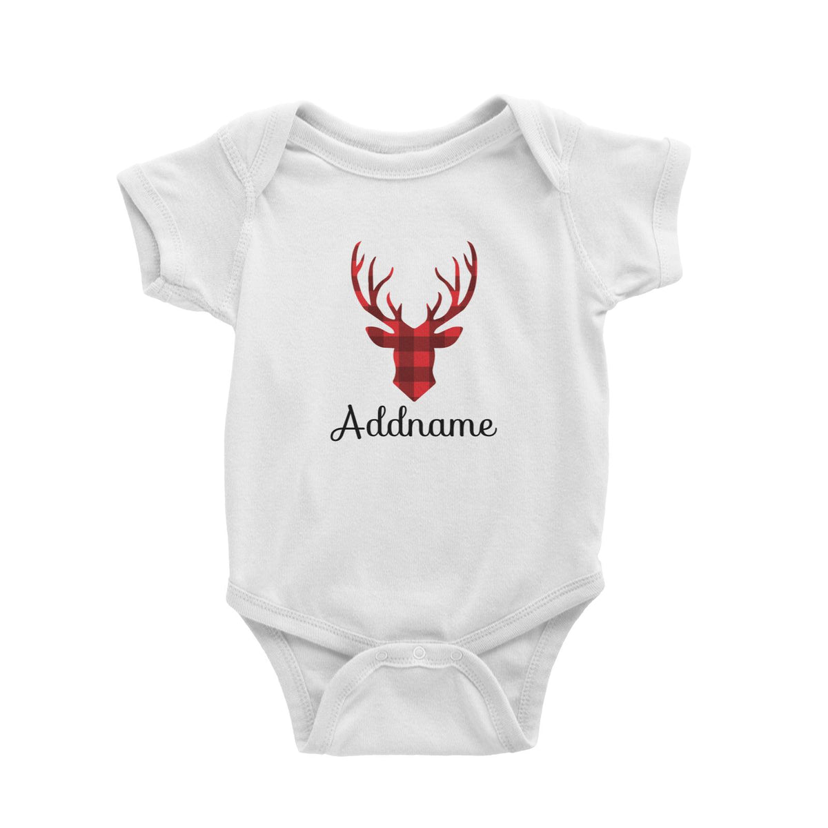 Christmas SeriesReindeer Silhouette Check Pattern Baby Romper