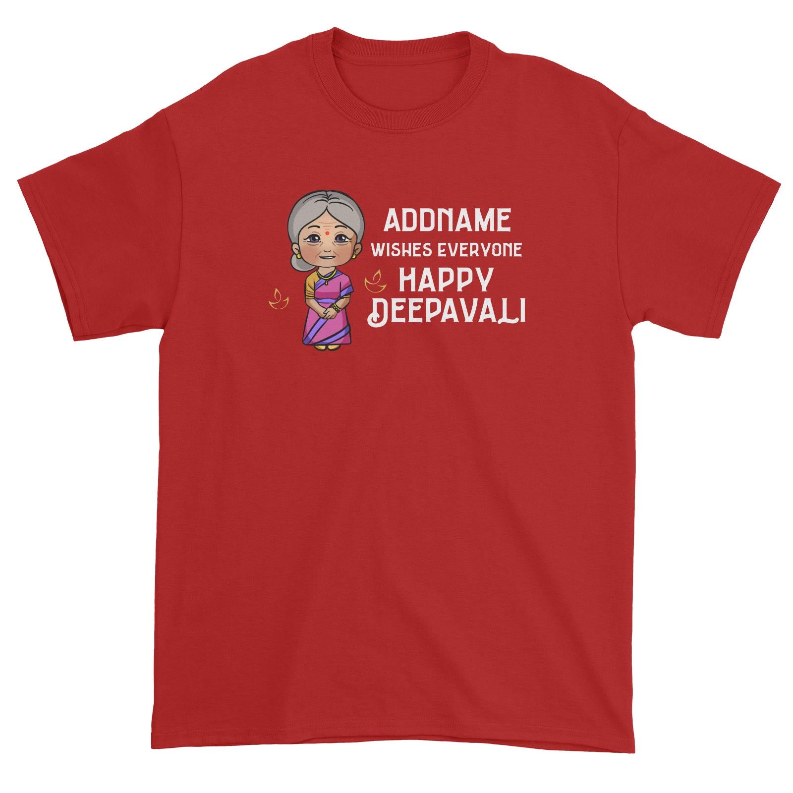Deepavali Chibi Grandma Addname Wishes Everyone Deepavali Unisex T-Shirt Deepavali Series Personalizable Designs