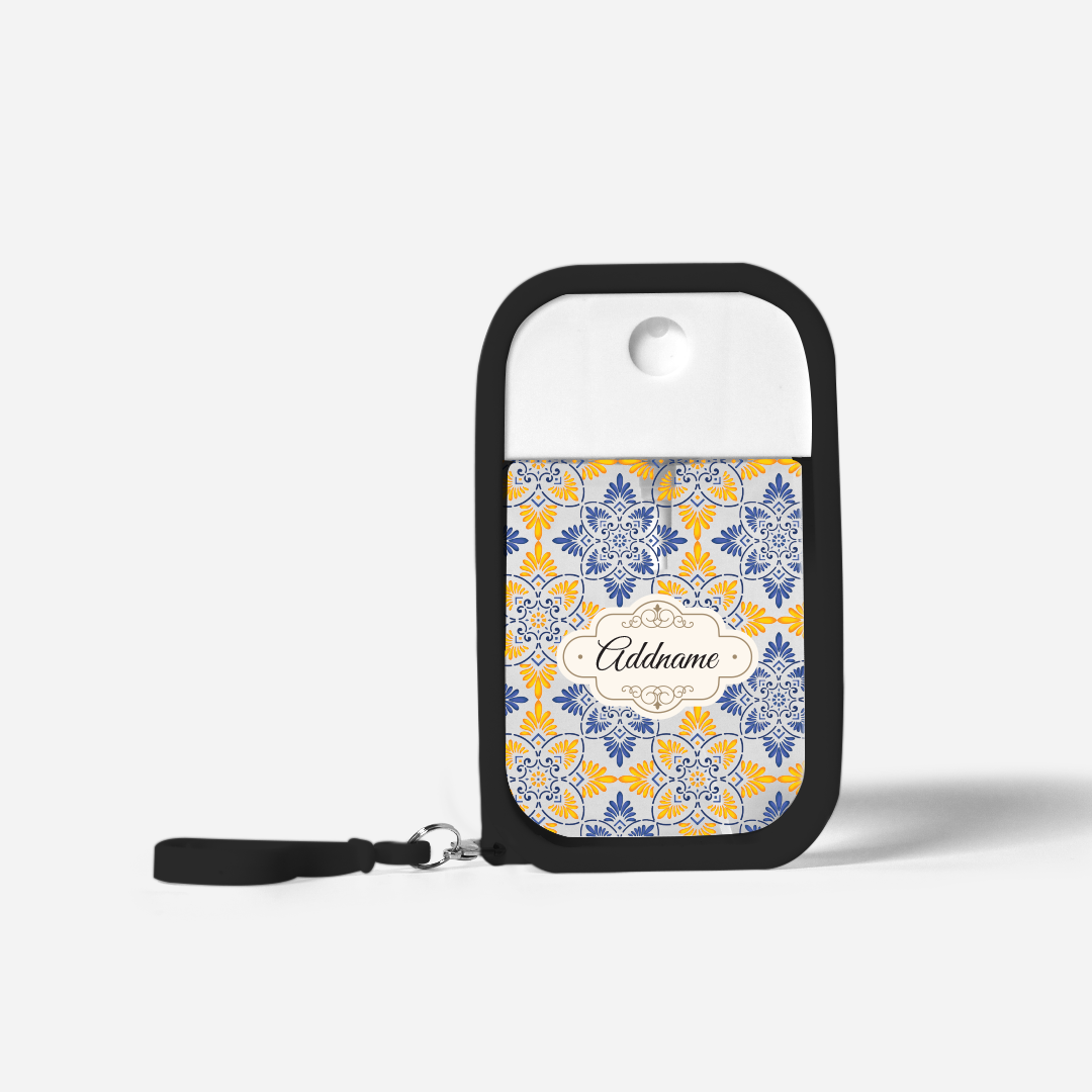 Moroccan Series Refillable Hand Sanitizer with Personalisation - Arabesque Butter Blue Black