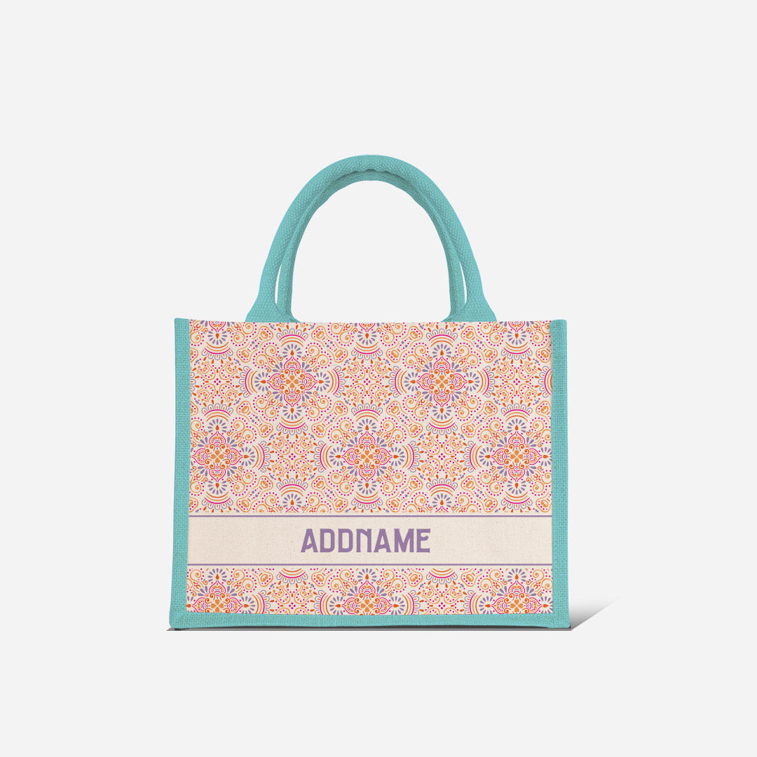 Pookal Series Half Lining Small Jute Bag - Triumph Light Blue