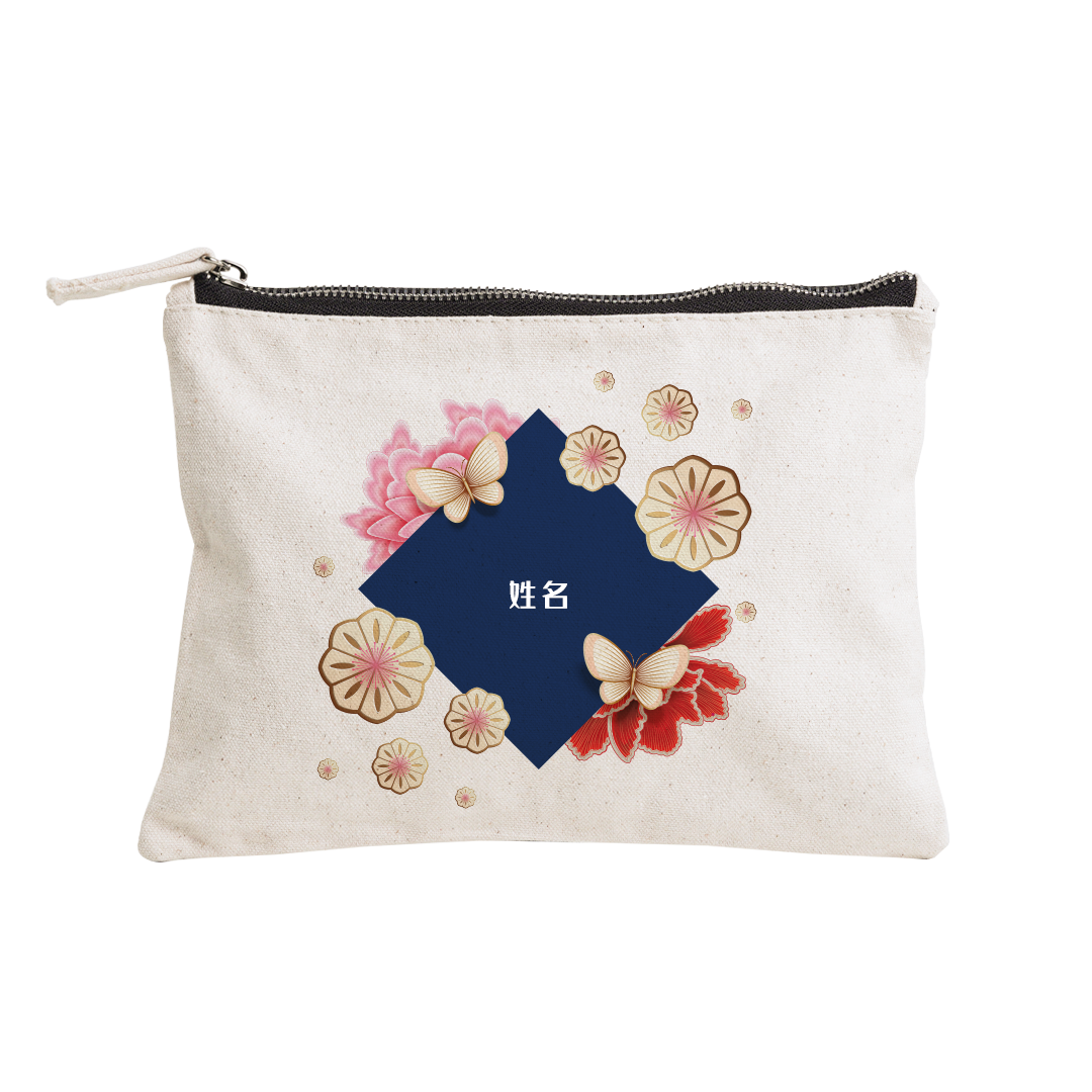 Endless Flourish Series - Blue Zipper Pouch