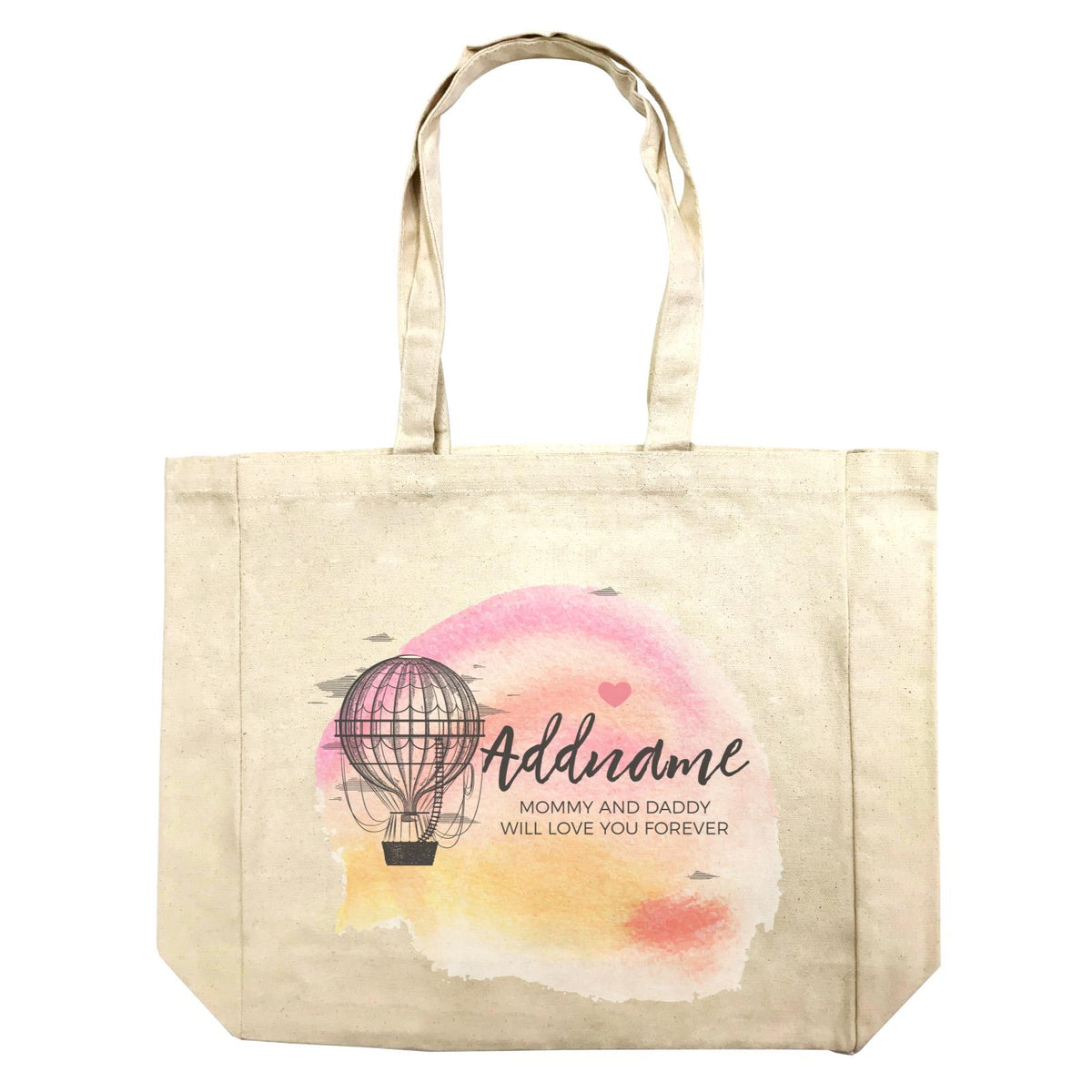 Hot Air Balloon Scribble with Watercolour Background Personalizable with Name and Text Shopping Bag