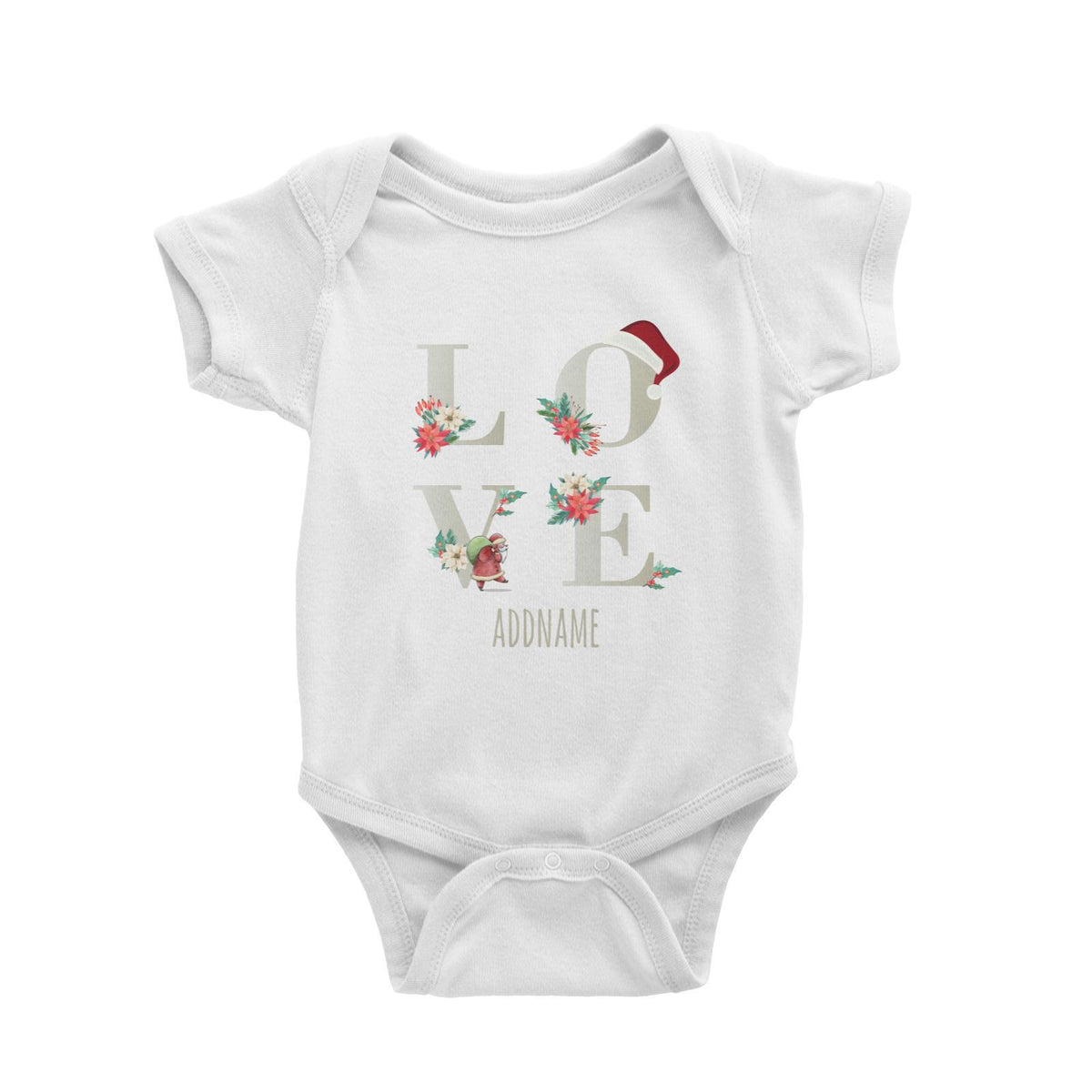 LOVE with Christmas Elements Addname Baby Romper  Matching Family Personalizable Designs
