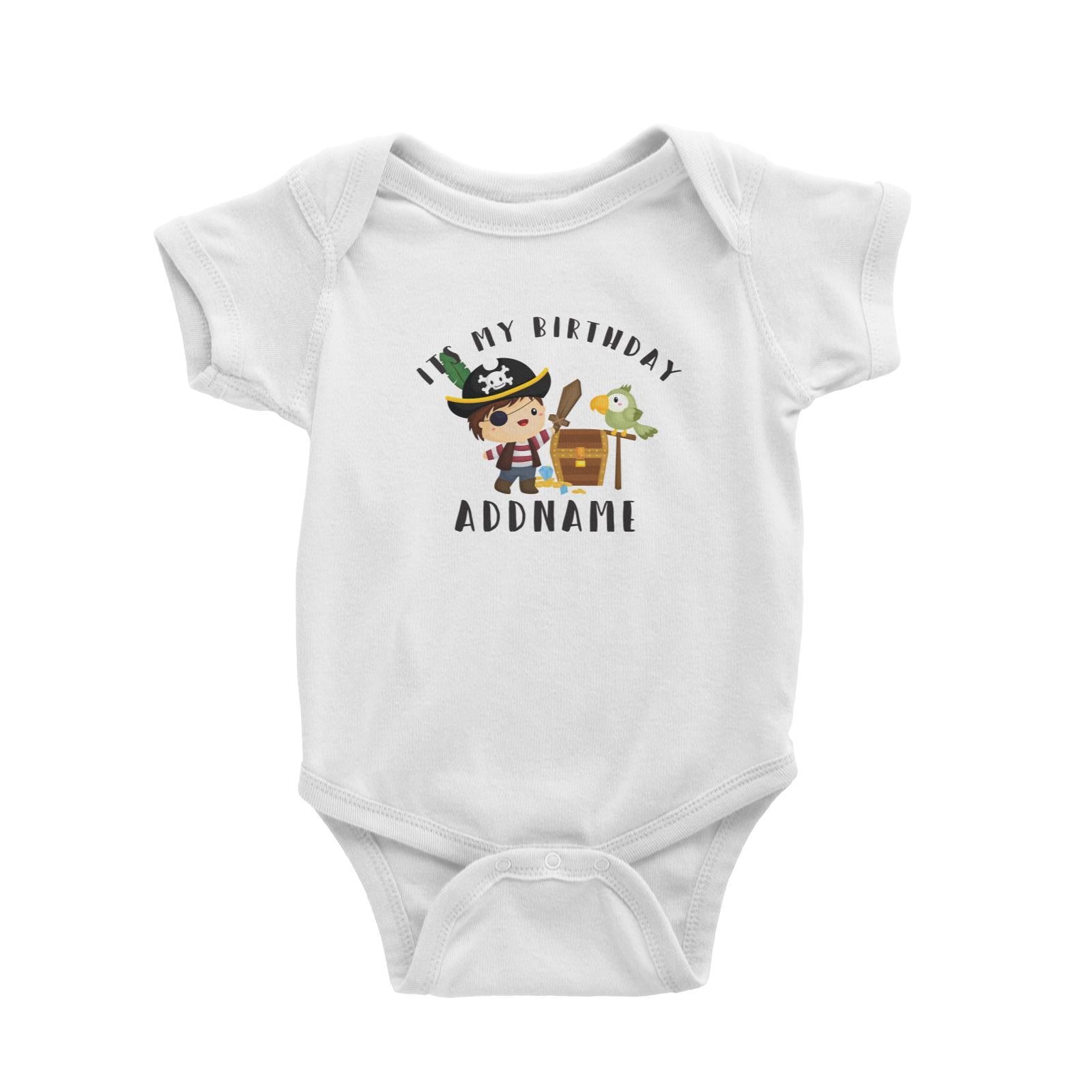Birthday Pirate Happy Boy Captain With Treasure Chest Its My Birthday Addname Baby Romper