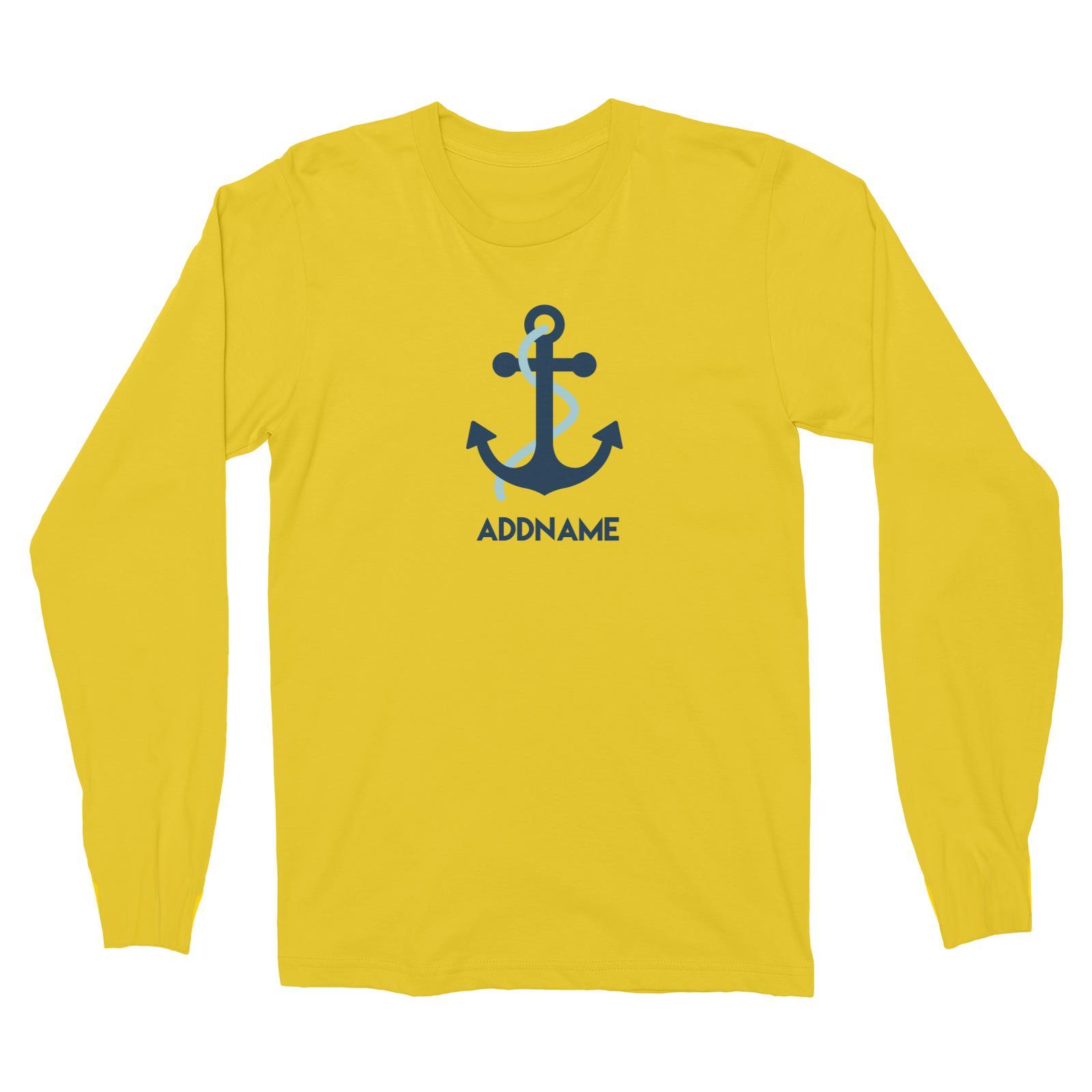 Sailor Anchor Blue Addname Long Sleeve Unisex T-Shirt  Matching Family Personalizable Designs