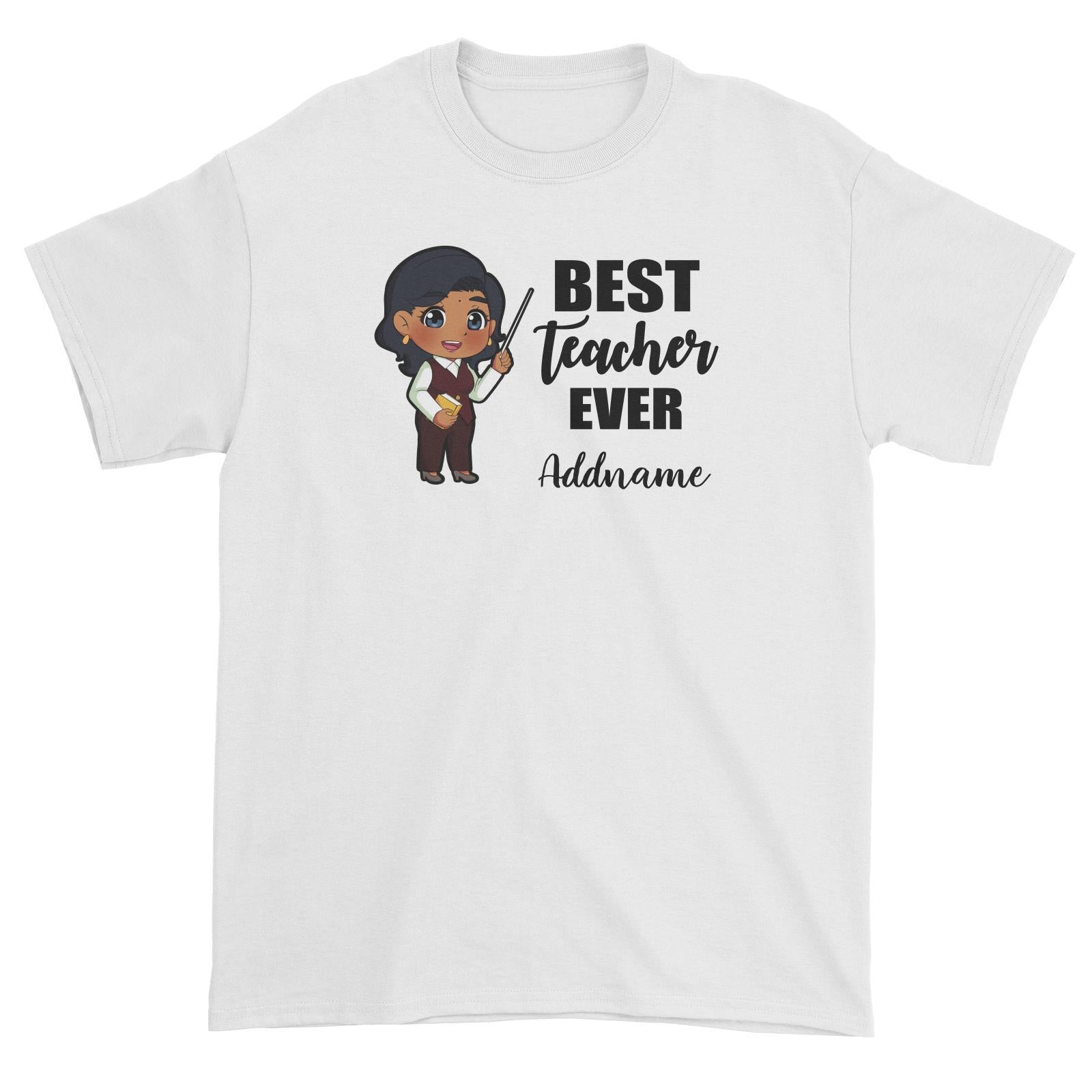 Chibi Teachers Indian Woman Best Teacher Ever Addname Unisex T-Shirt