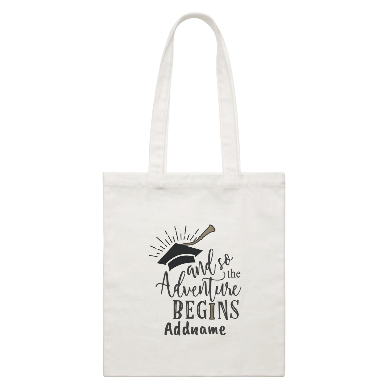 Graduation Series And So The Adventure Begins White Canvas Bag