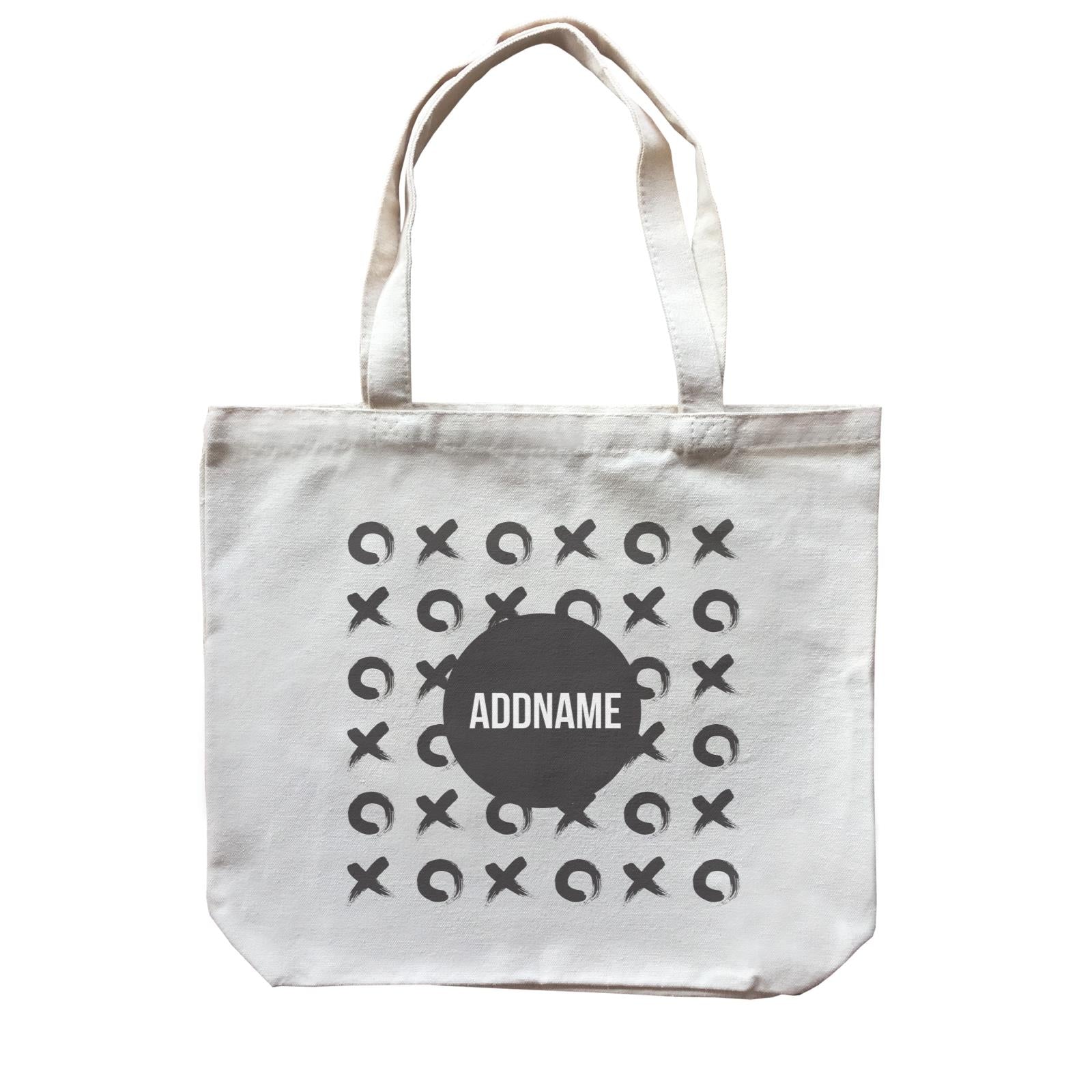 Monochrome Black Tic Tac Toe with Addname Canvas Bag