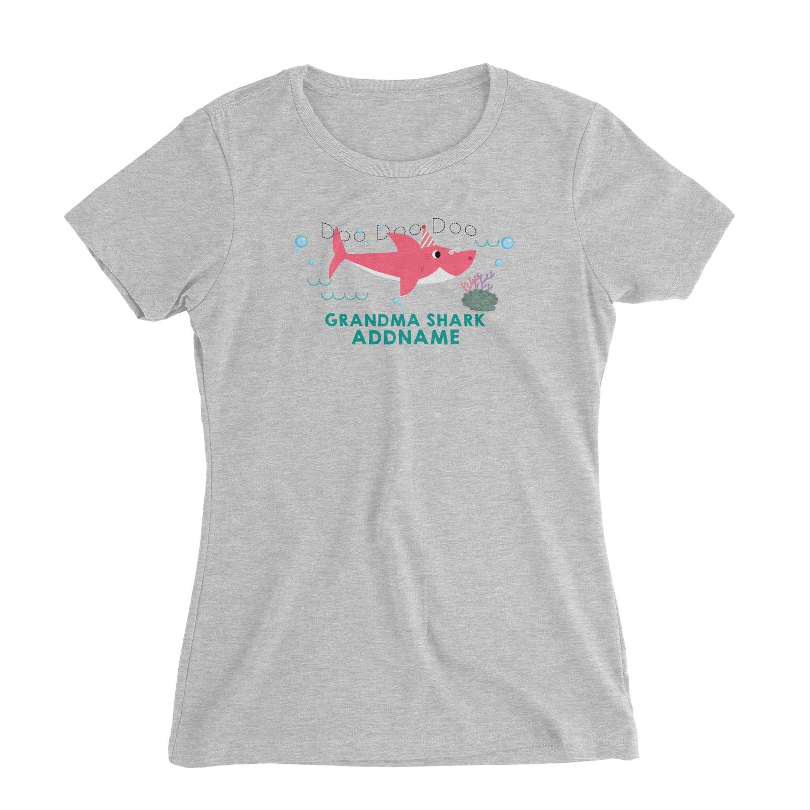 Grandma Shark Birthday Theme Addname Women's Slim Fit T-Shirt