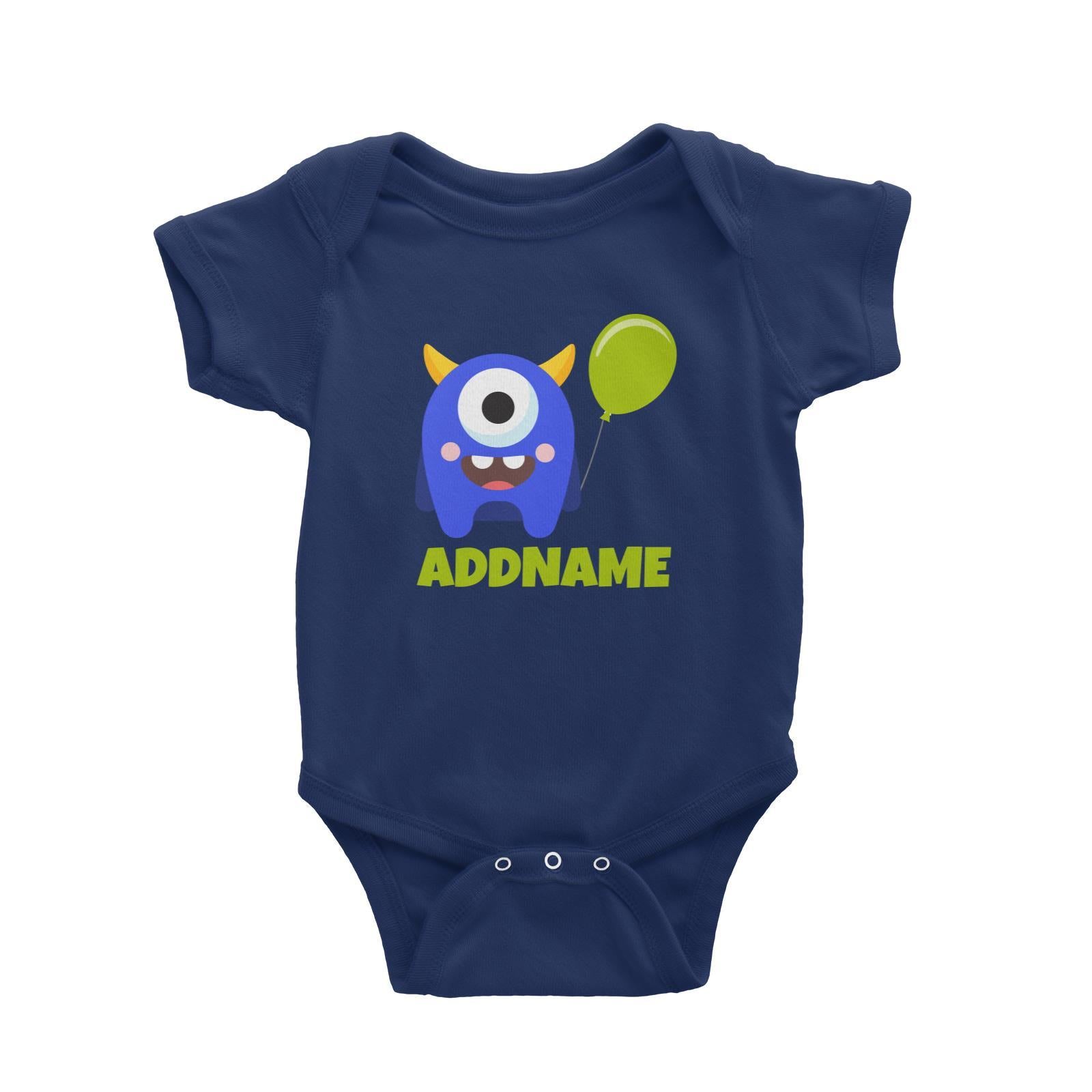 Blue Monster Birthday Theme Addname Baby Romper