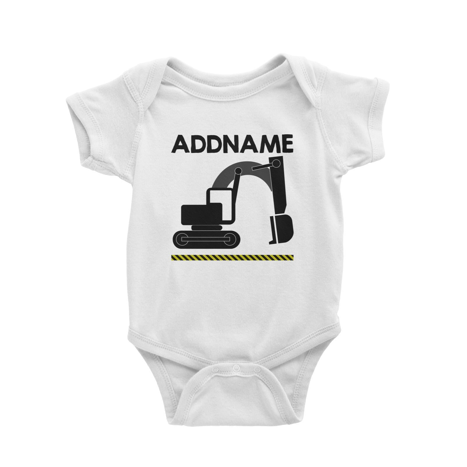 Construction Birthday Theme Bulldozer Addname Baby Romper