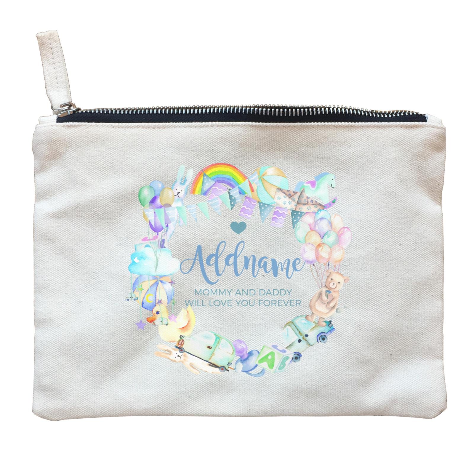 Watercolour Magical Boyish Creatures and Elements Personalizable with Name and Text Zipper Pouch
