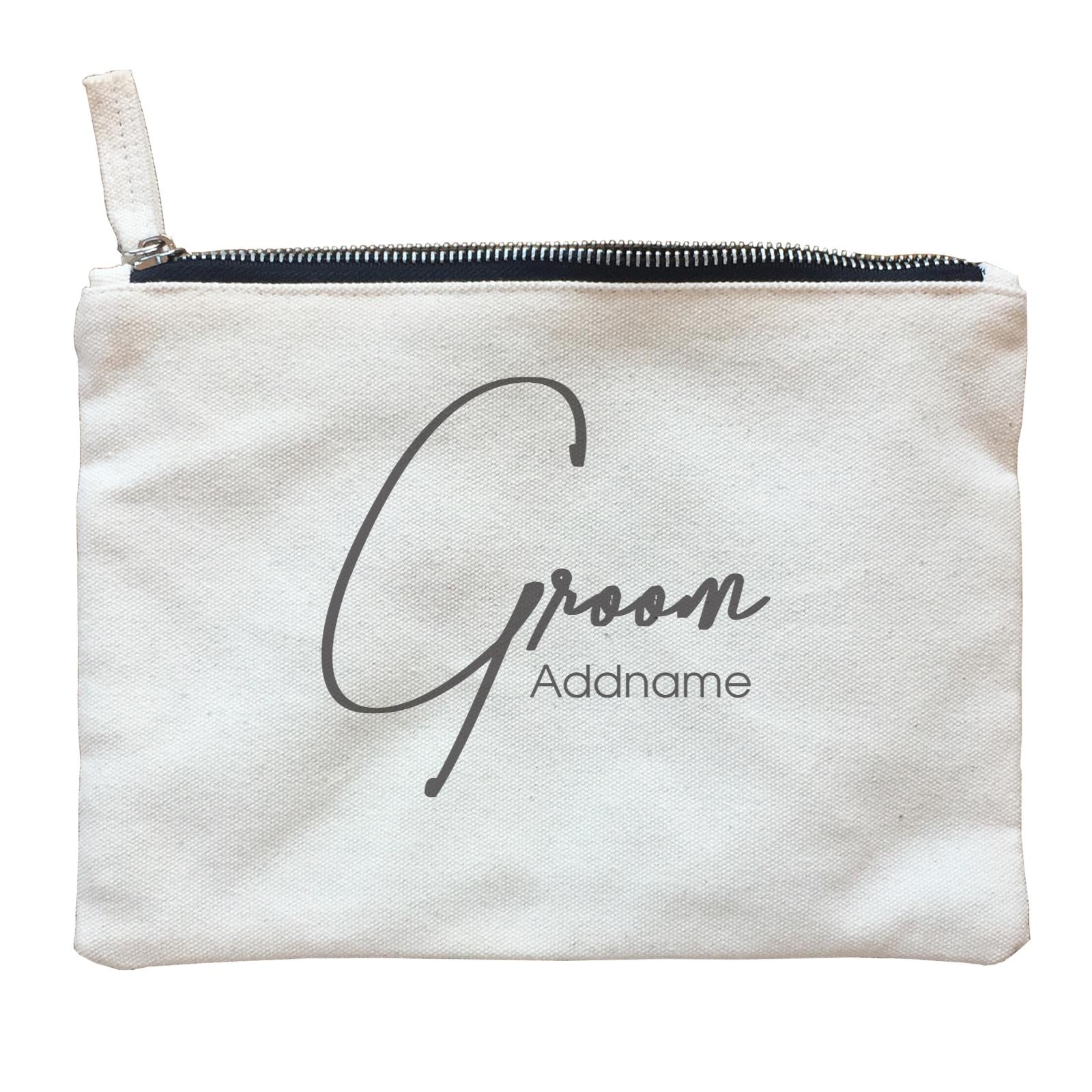 Wedding Couple Western Cursive Groom Addname Zipper Pouch