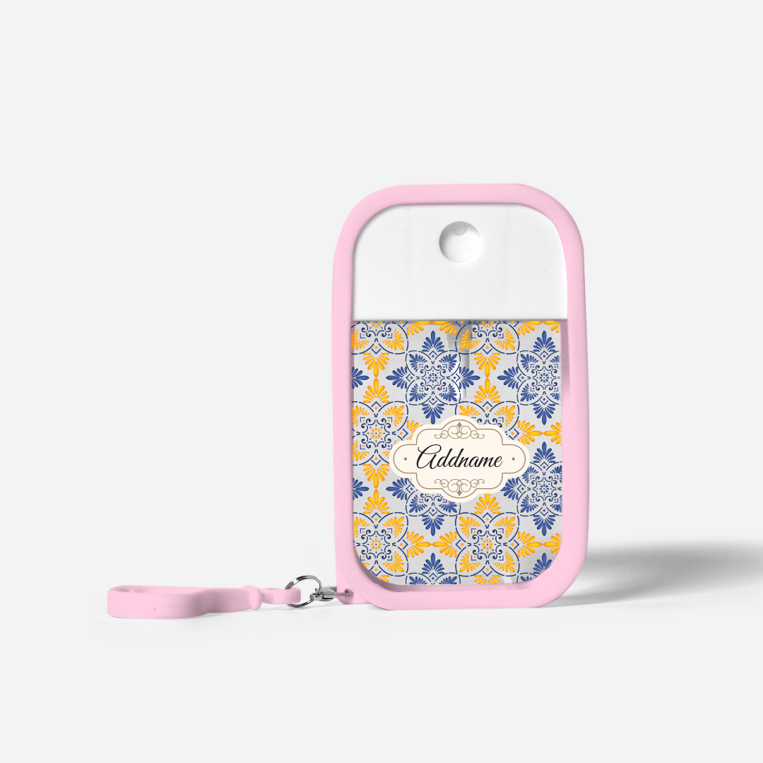Moroccan Series Refillable Hand Sanitizer with Personalisation - Arabesque Butter Blue Light Pink
