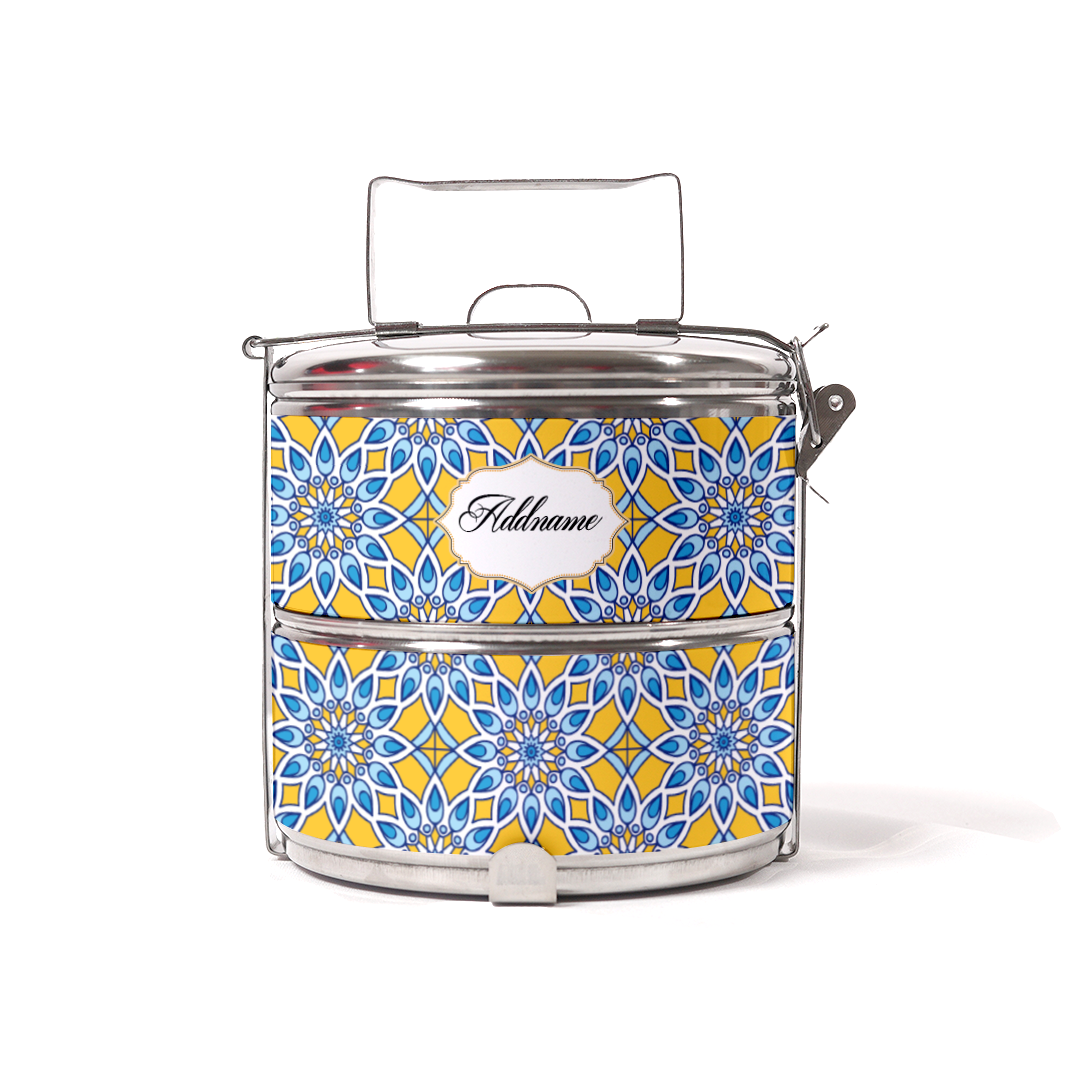 Chromatic Floret Blue Two Tier Tiffin Carrier