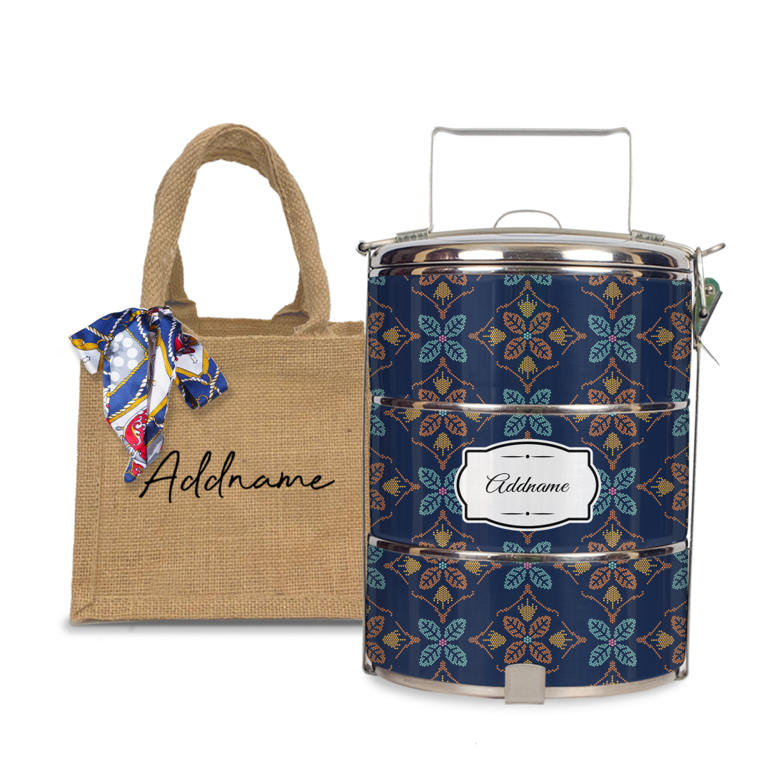 Peranakan Java Traditional Blue Tiffin Carrier