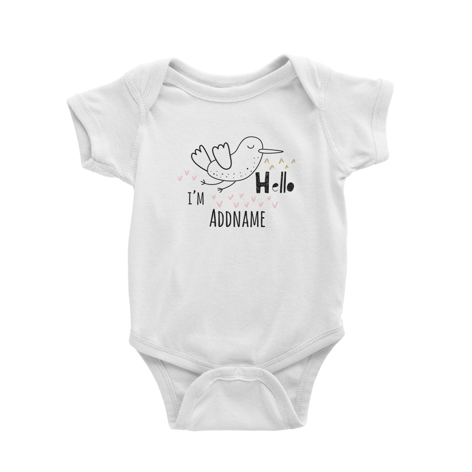 Drawn Greetings Animals Flying Bird Hello I'm Addname Baby Romper