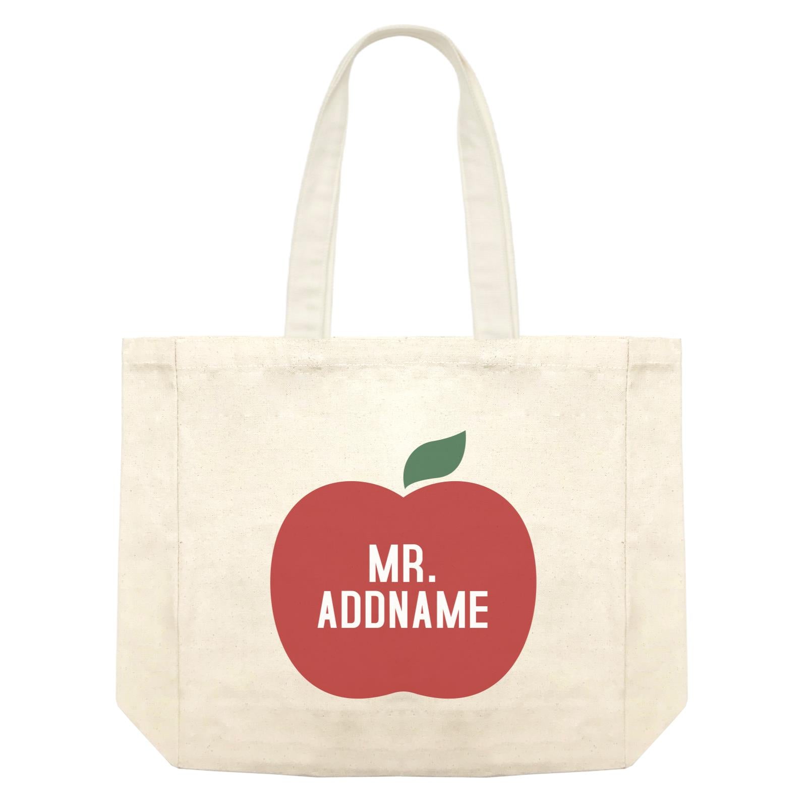 Teacher Addname Big Red Apple Mr. Addname Shopping Bag