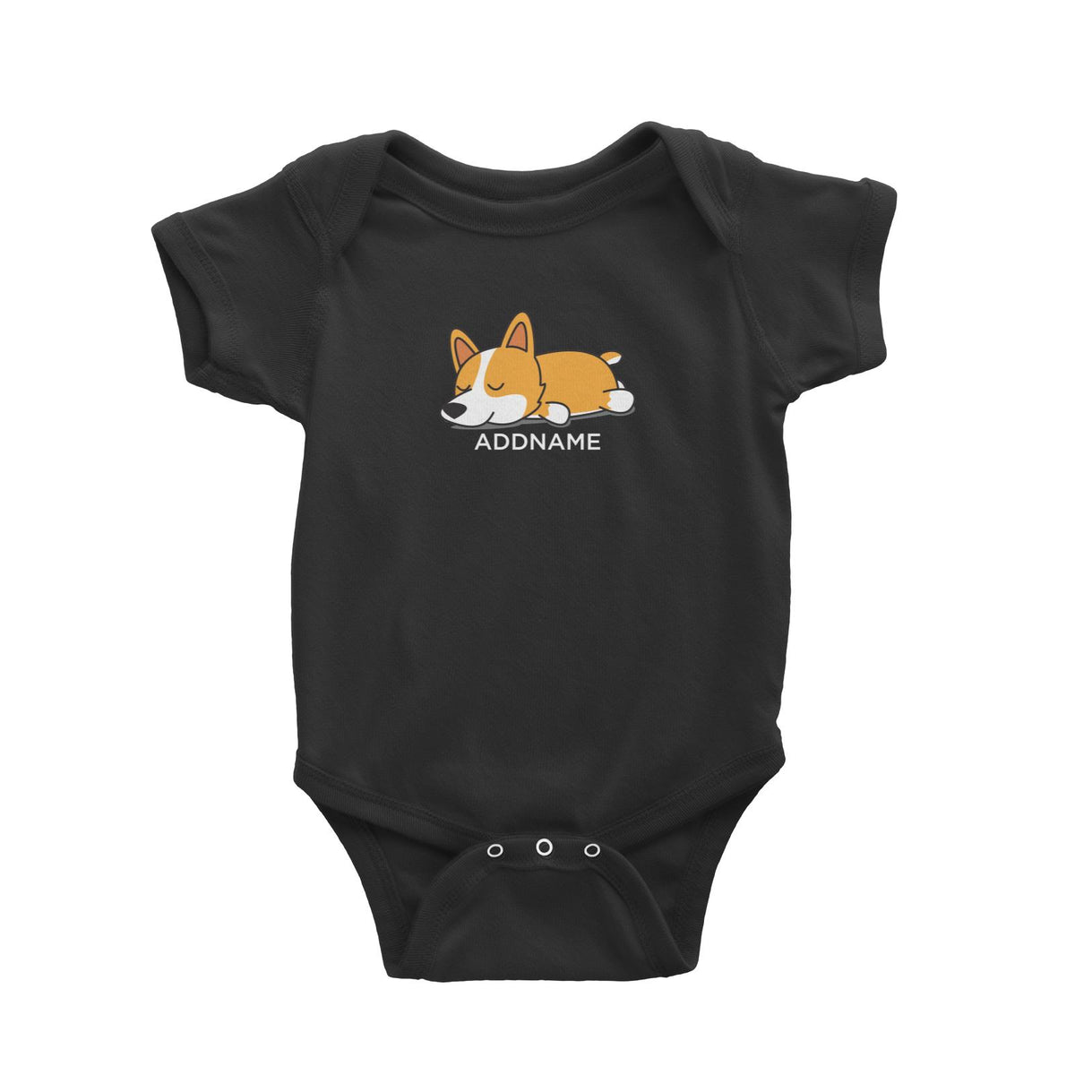 Lazy Corgi Dog Addname Baby Romper