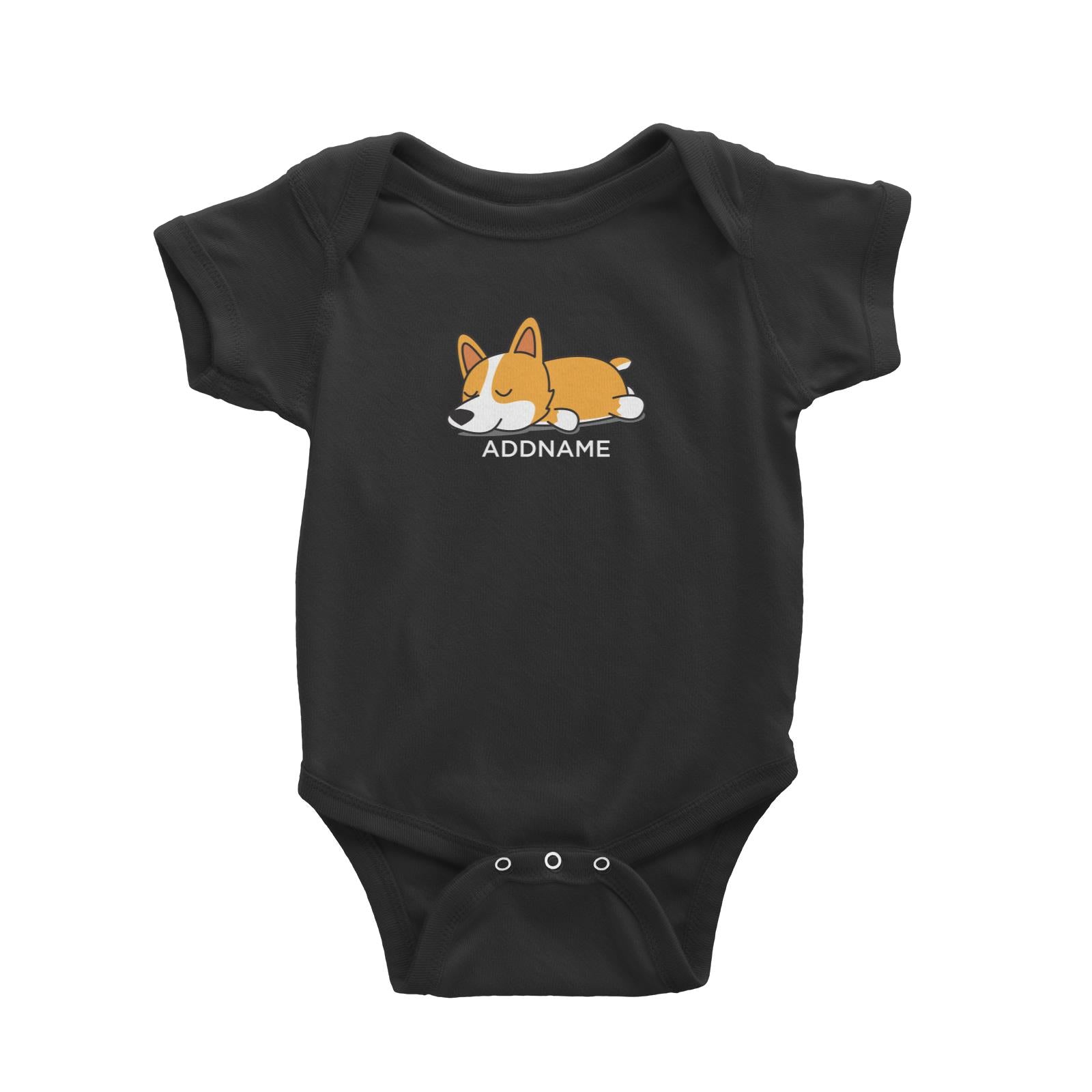 Lazy Corgi Dog Addname Baby Romper