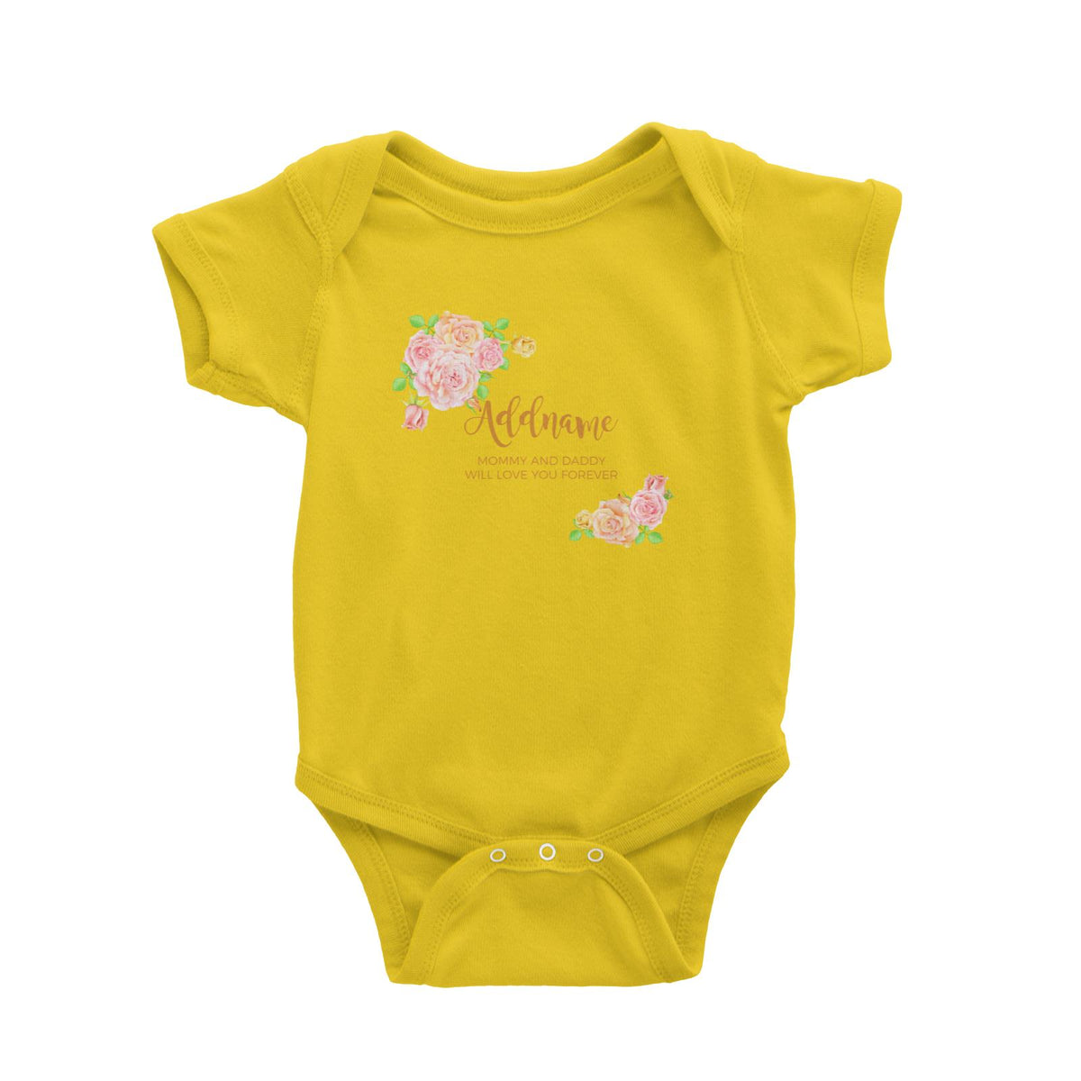 Sweet Rose Frame Personalisable with Name and Text Baby Romper