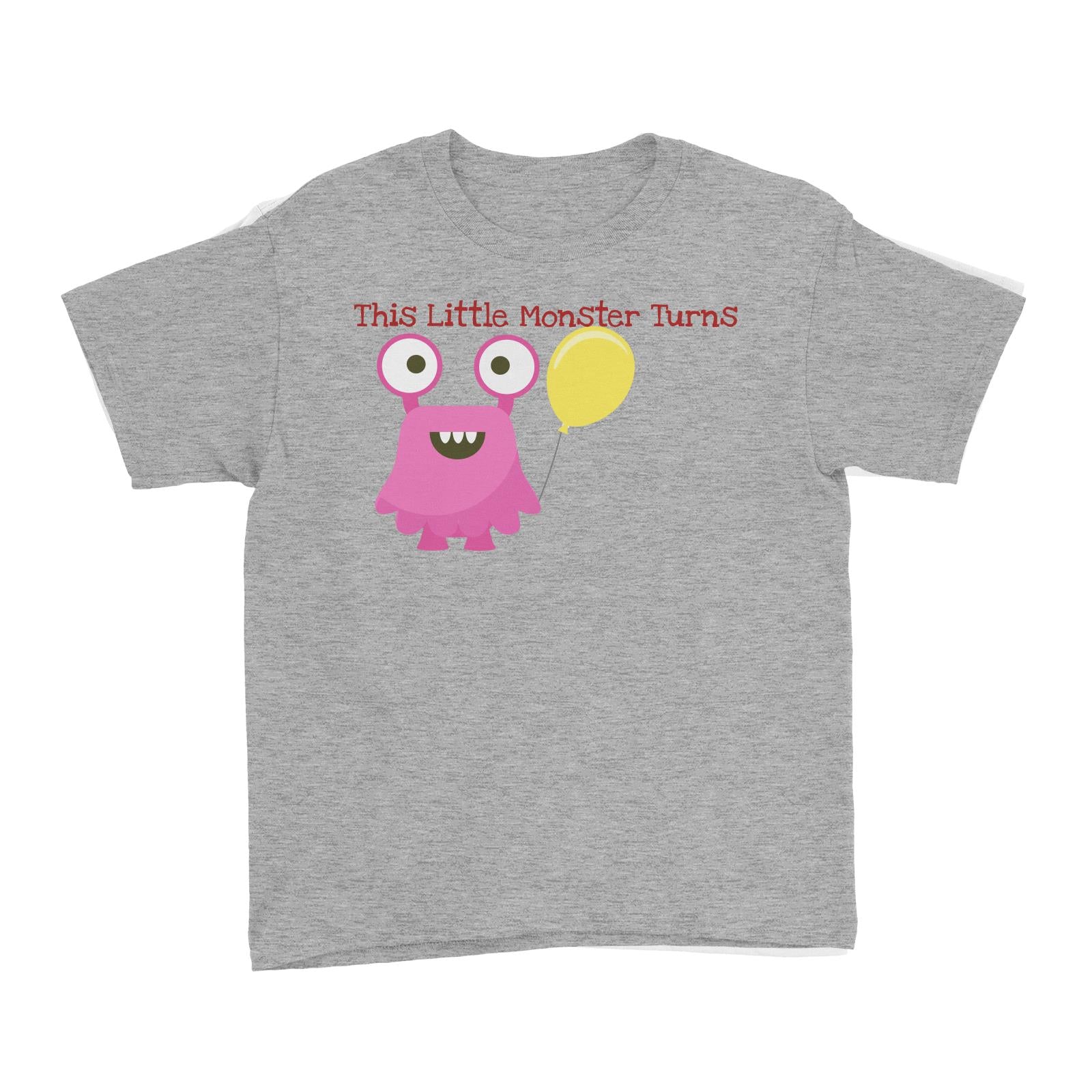 Pink Monster Birthday Theme Personalizable with Name and Number Kid's T-Shirt